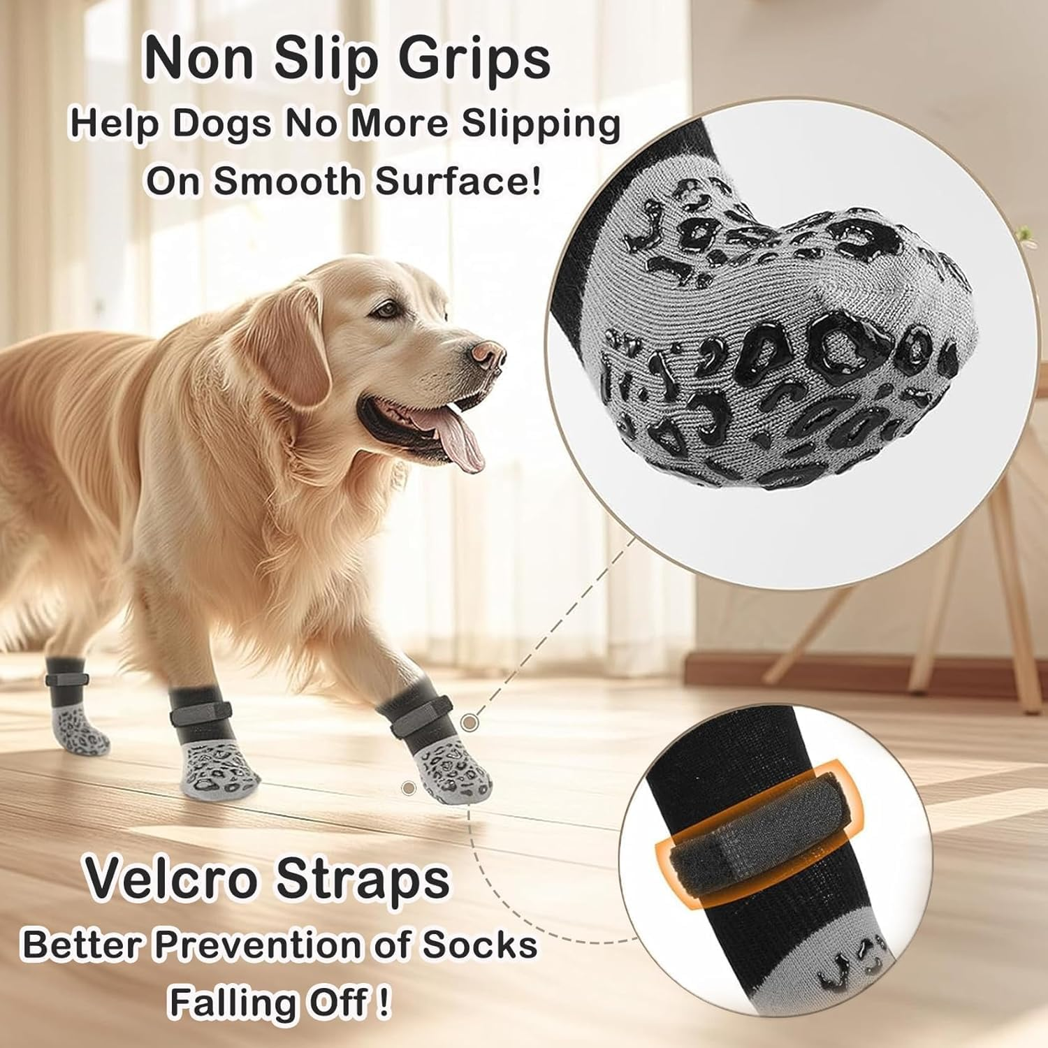 Advanced Non-Slip Hardwood Floor Dog Socks-Super Thick Grip, with Anti-Slip Claws to Prevent Dogs from Licking Their Claws, Suitable for Advanced Dogs to Wear on Hardwood Floors (Leopard 2 Pairs XL) image number 4