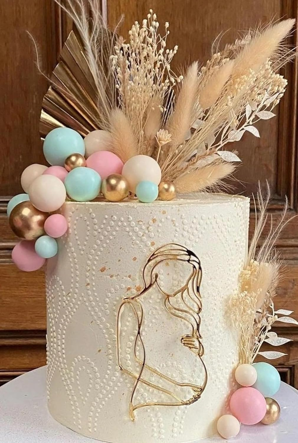 Pregnant Lady Baby Shower Cake Topper,Pregnancy Acrylic Baby Cake Charm for Gender Reveal Cake Decoration, Pregnancy Announcement/Wecome Baby Party Supplies(02) image number 4