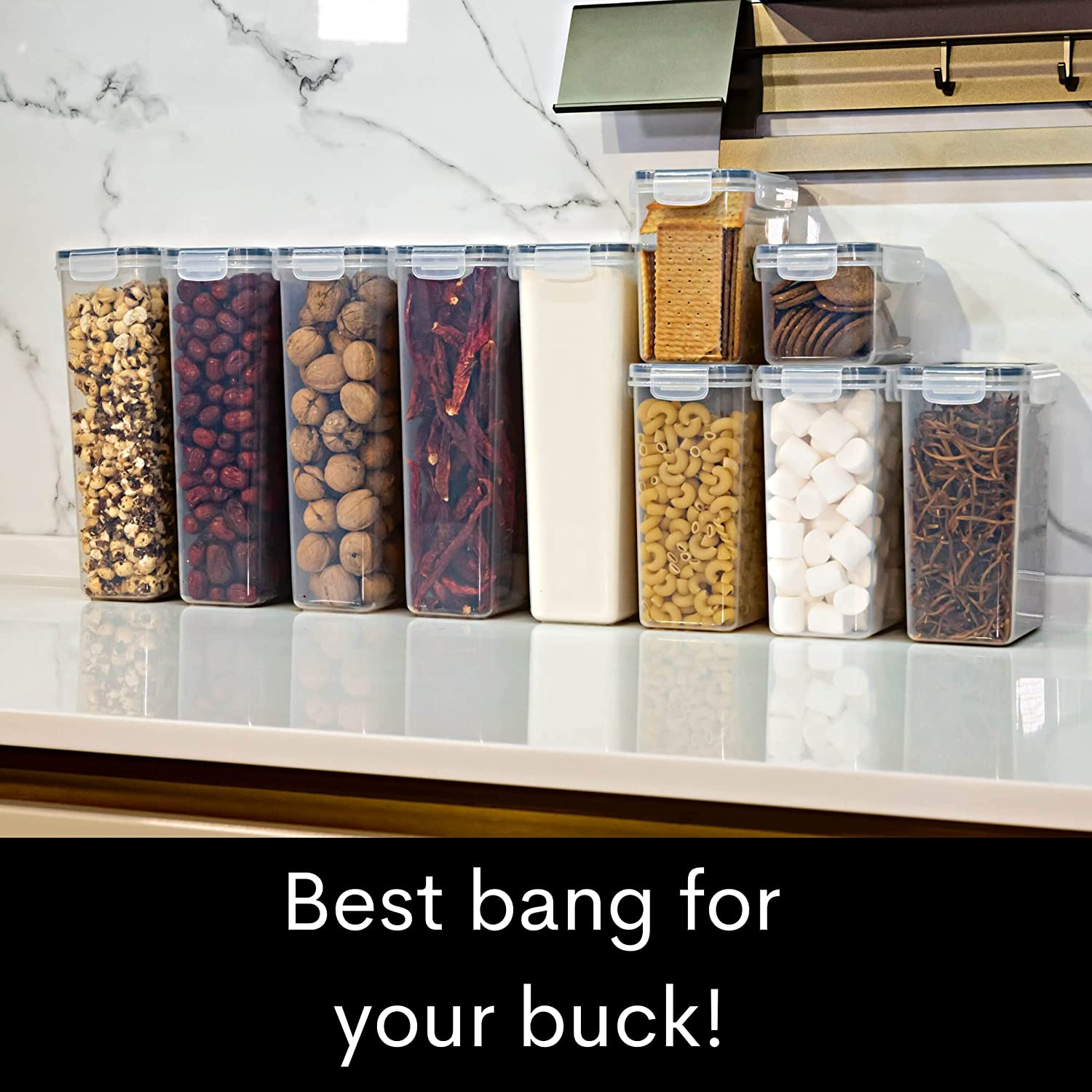 The Good Home &trade; Airtight Food Storage Set of 24 Pieces &ndash; Great for Dry Food, Cereal, Pet Food, Kitchen and Pantry Organiser with Labels, Pen and Spoon Set image number 3