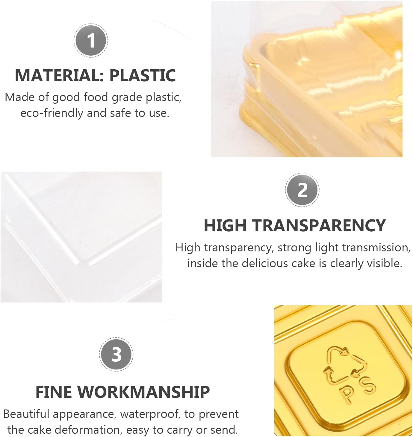 Benran 50 Sets Mooncake Box, Individual Mini Cupcake Container Boxes, Dessert Muffin Cake Box with Lids for Mid Autumn Festival Wedding Birthday Christmas Party (63-80G Gold) image number 6