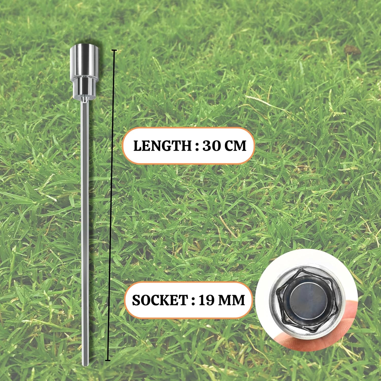 30Cm Caravan Corner Steady Jack Leg Winder Drill Adaptor Attachment, 19Mm Caravan Stand Jack Extension Socket Adapter, 19Mm Socket, 30Cm Hexagonal Shaft, for Caravans and Mobile Homes image number 4