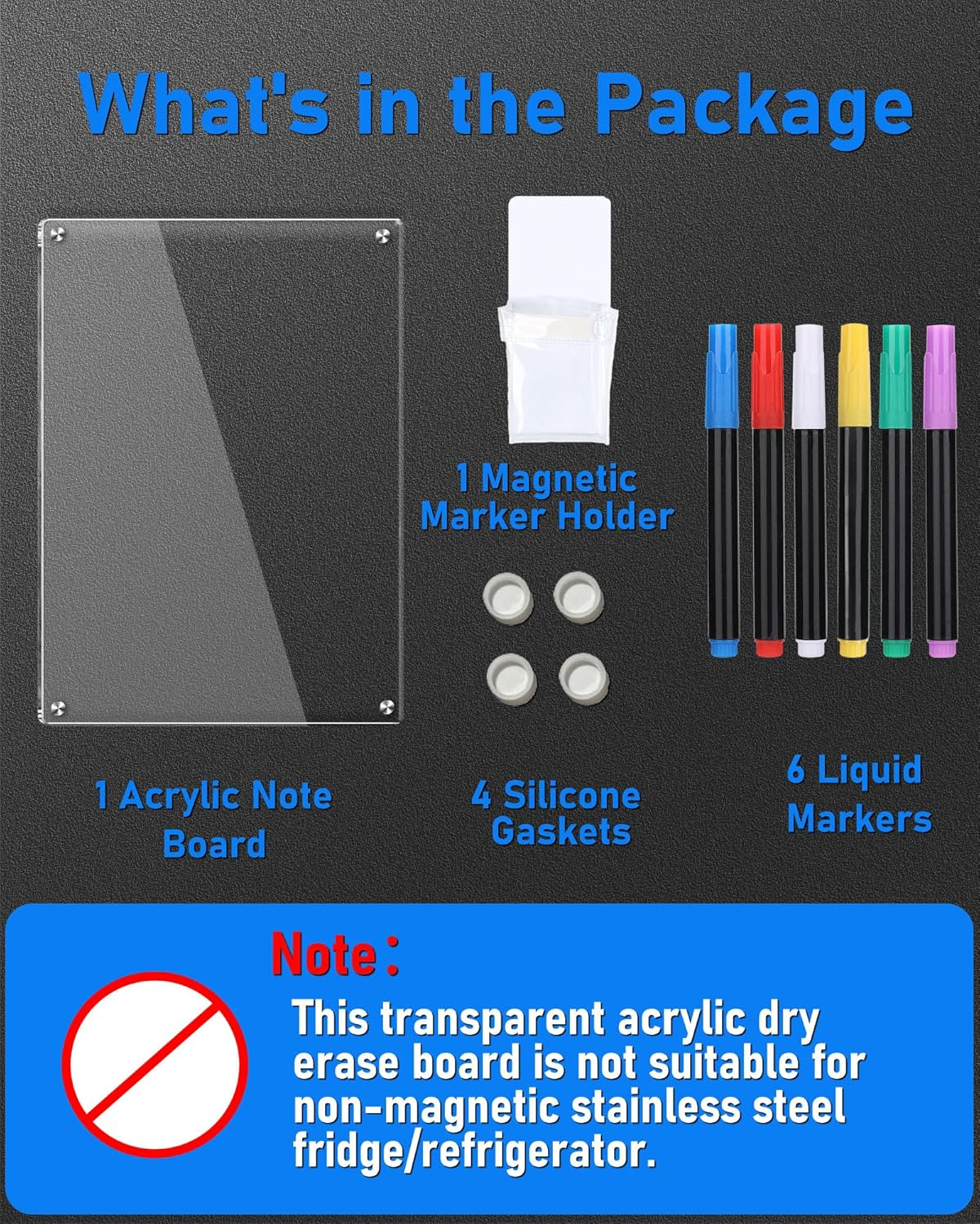 Clear Acrylic Magnetic Dry Erase Board for Fridge,12"X8" Magnetic Whiteboard for Fridge, Magnet Weekly Planner Calendar for Refrigerator Includes 6 Colors Markers image number 3