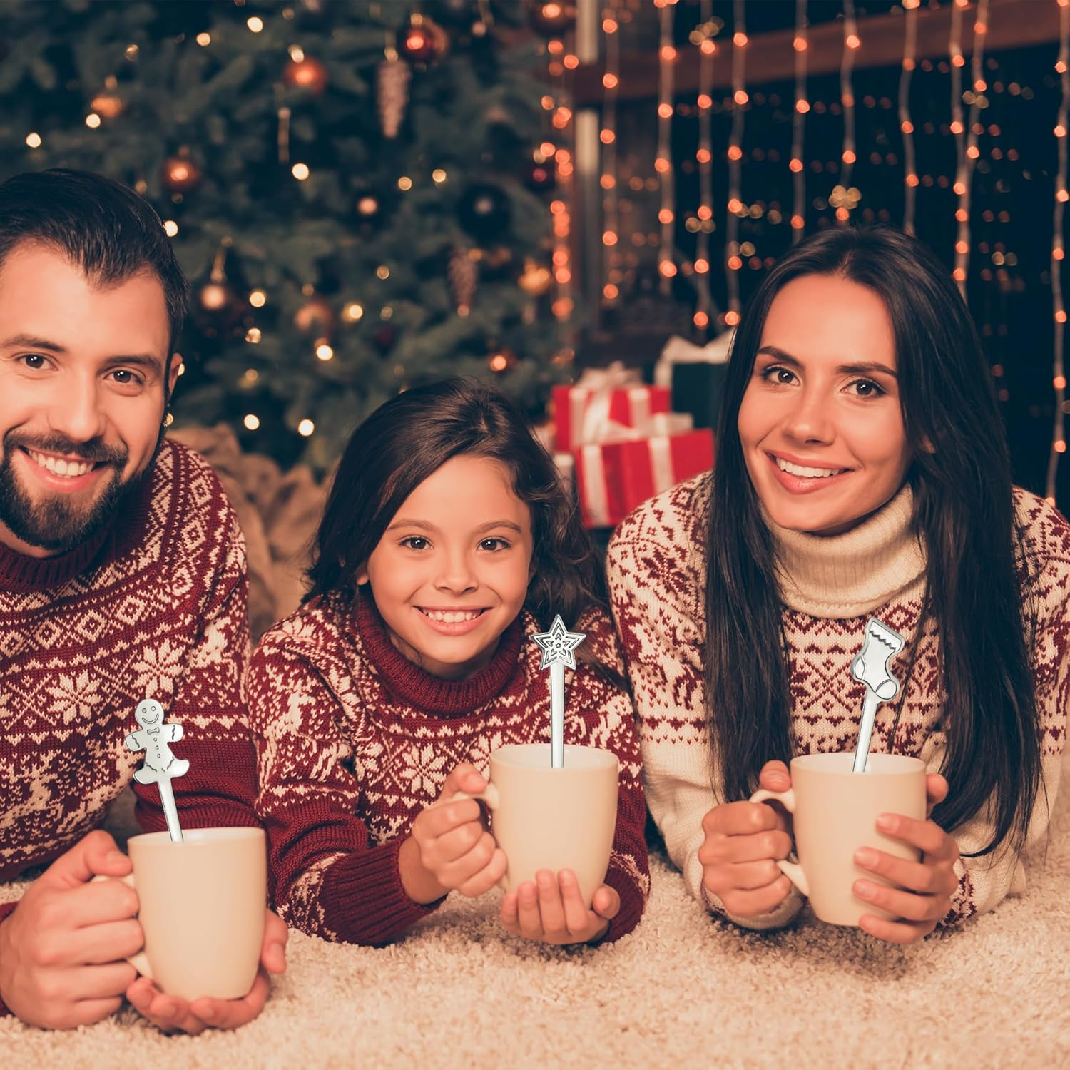 12 Pieces Creative Christmas Spoon Stainless Steel Coffee Spoon Christmas Stirring Spoon Tea Spoon Soup Spoon, 5 Inch - 8 Pieces image number 3