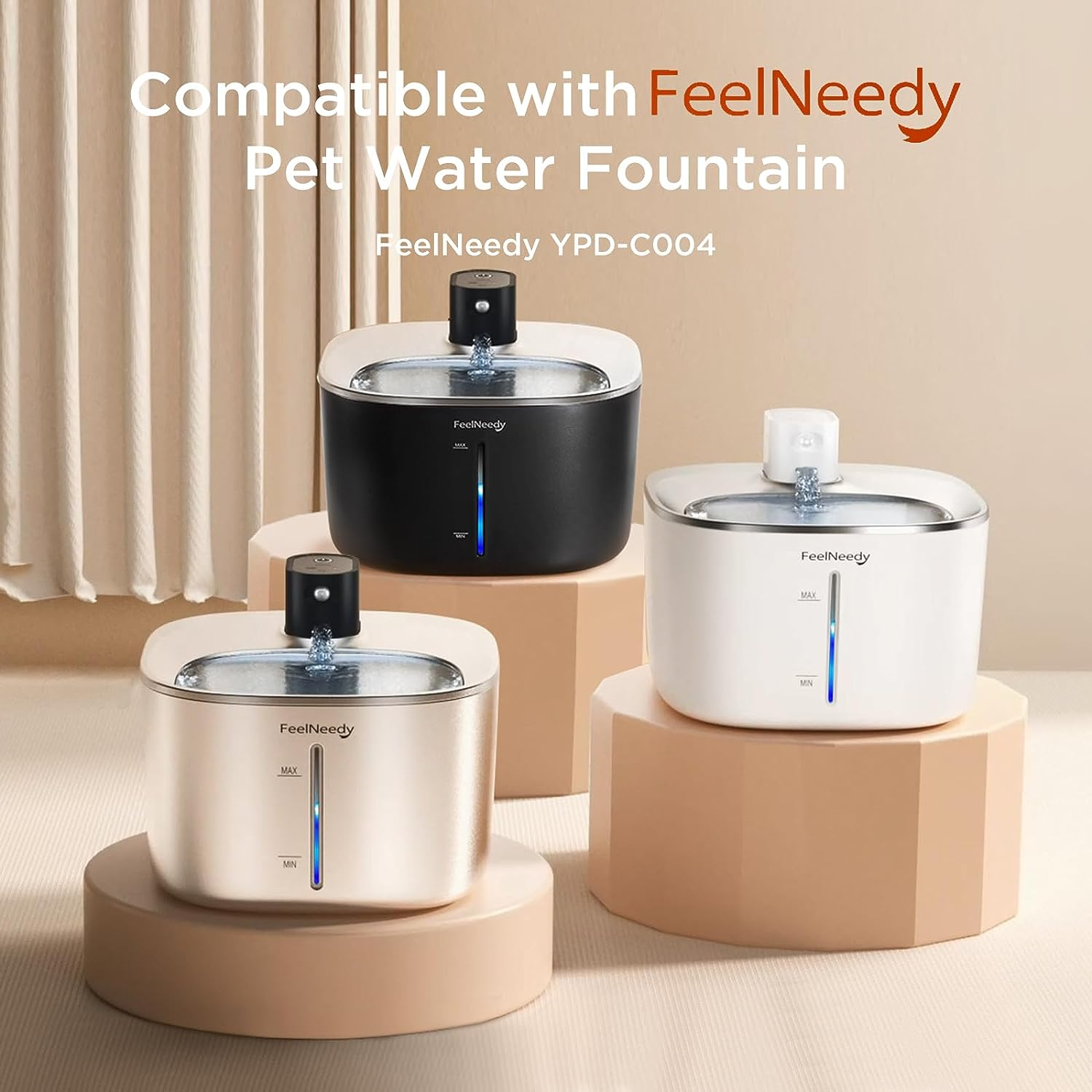 Pack of 10 Replacement Filters and Pre-Filtered Sponges for FEELNEEDY 4L Drinking Fountain for Cats with Motion Sensor (YPD-C004) image number 4