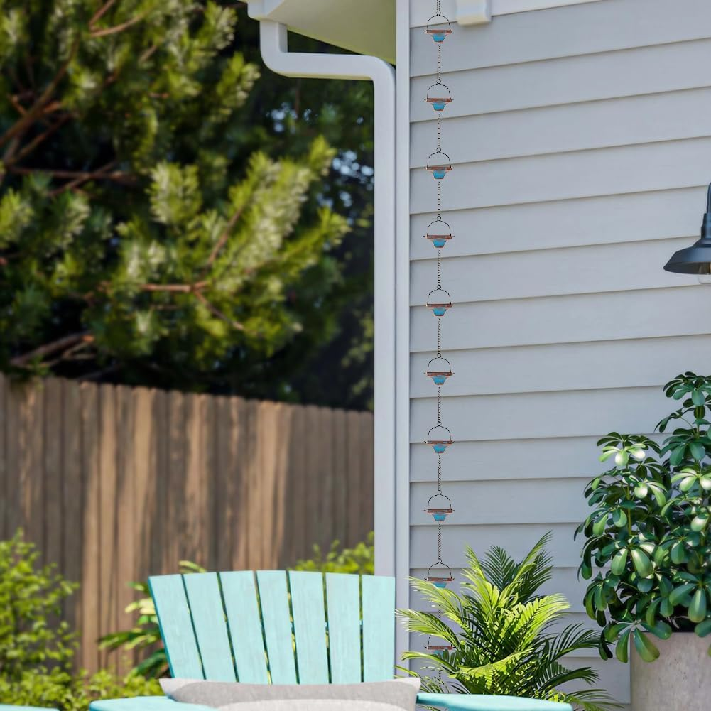 Dreamysoul Rain Chains for Outside, Square Rain Catcher Chains for Downspout Gutter, Eaves Drainage image number 4