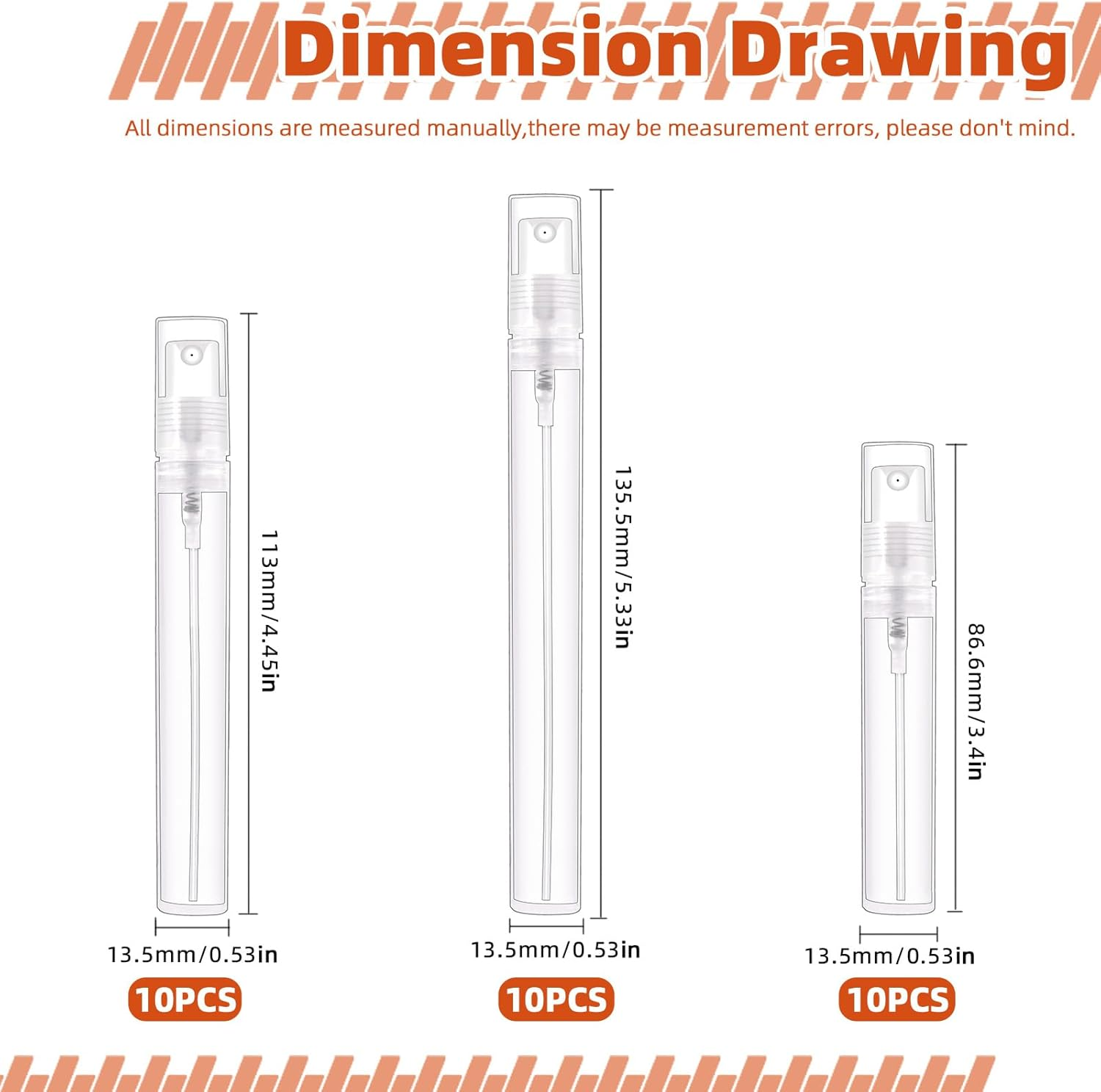 Tanstic 30Pcs Plastic Mini Spray Bottle, 5Ml 8Ml 10Ml Refillable Perfume Atomizer, Fine Mist Spray Bottle Travel Refillable Liquid Containers for Sample, Perfume, Cologne (Clear) image number 3