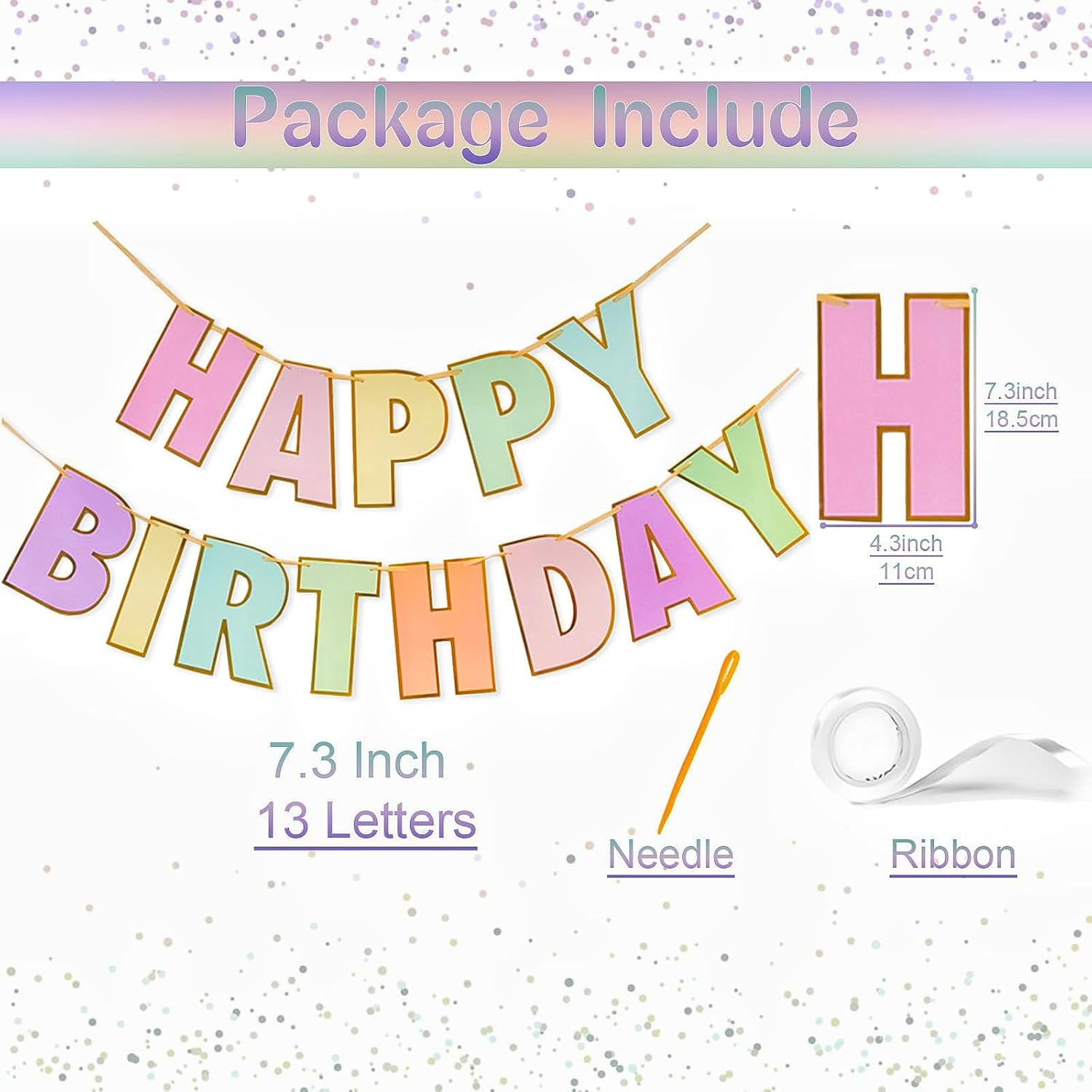 Macaron Happy Birthday Banner - Pre-Strung, 9 Ft | Birthday Decor, Backdrop | Banner for Women, Kids