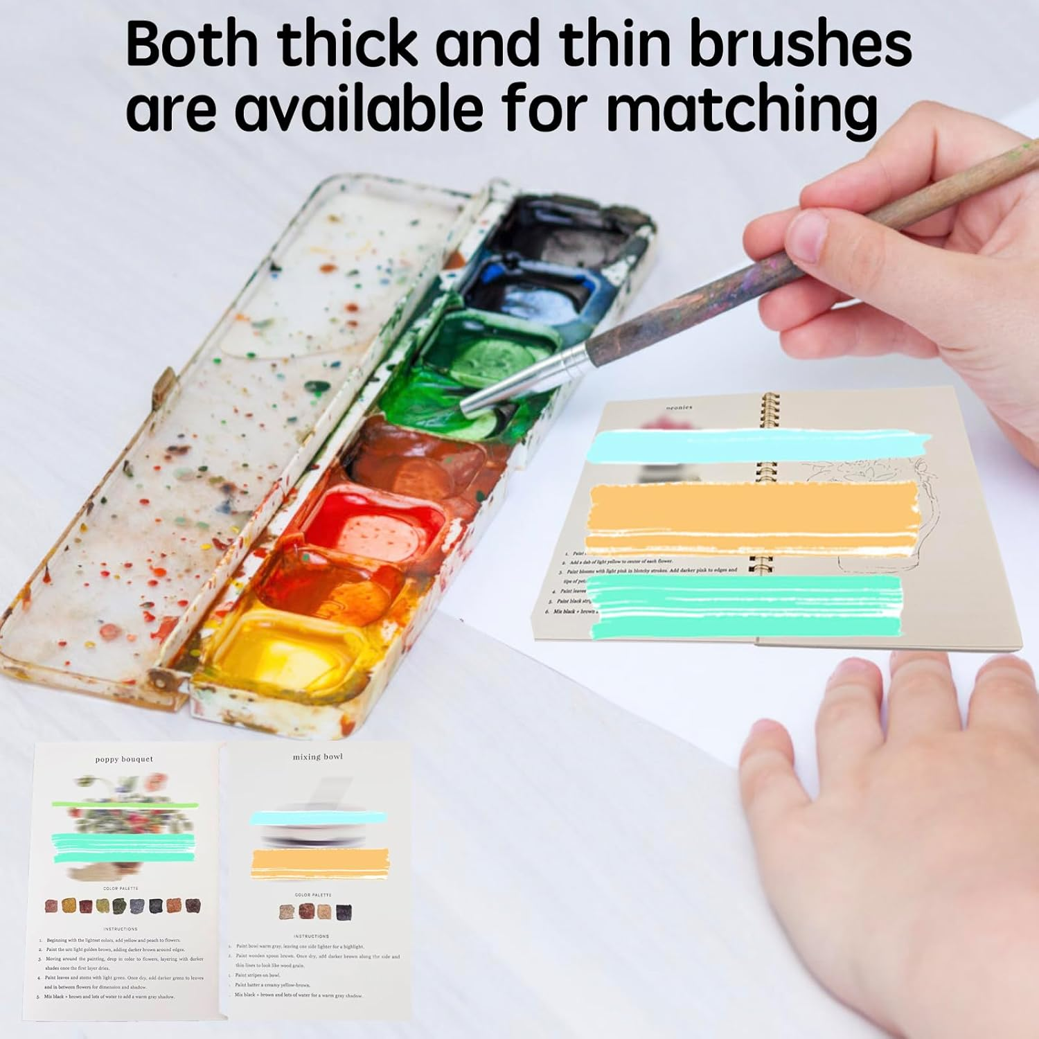 Watercolor Workbooks for Adults,16 Spiral-Bound Pages Dispersed Watercolor Workbook for Beginners, Arts and Crafts Supplies Gift image number 2