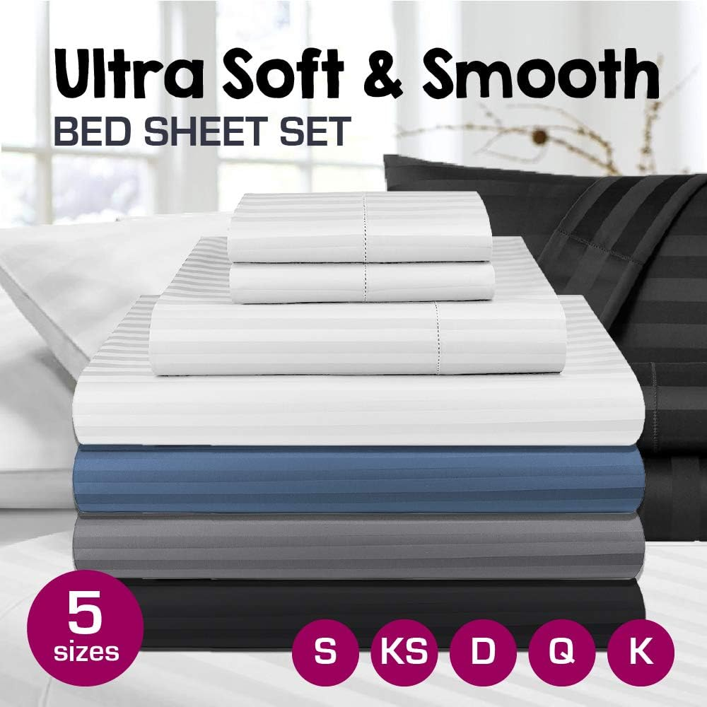 Luxor Linen Dreamfields 1000TC Ultra Soft Microfibre Sheet Set (Flat Sheet, Fitted Sheet, Two Pillowcases), Ocean, King image number 1