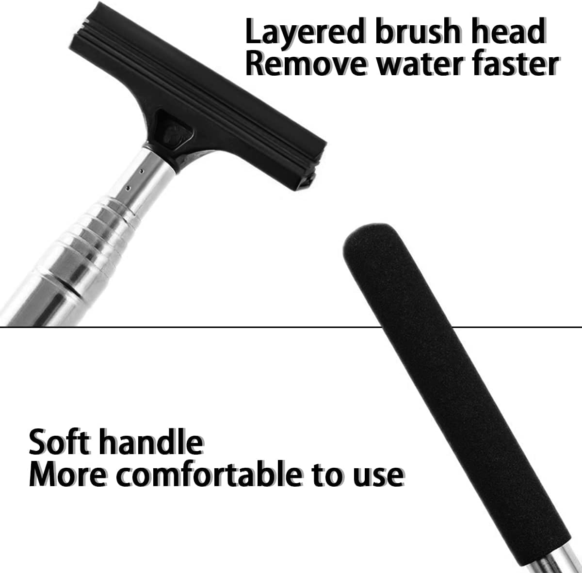 Car Rearview Mirror Wiper, Retractable Auto Glass Squeegee, Water Cleaner with Telescopic Long Rod, Portable Cleaning Tool for All Vehicles, Universal Automotive Accessories (Black) image number 3