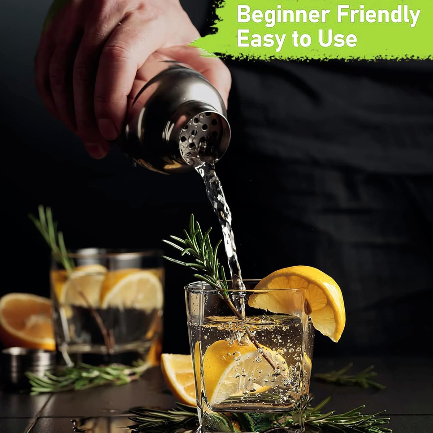 Cocktail Shaker, Martini Shaker with Strainer, Three-Piece 304 Stainless Steel, 550Ml Capacity, Thickened 0.6Mm, Food Grade, Leakproof Shaker for Home Bars, Parties, and Mixology image number 2