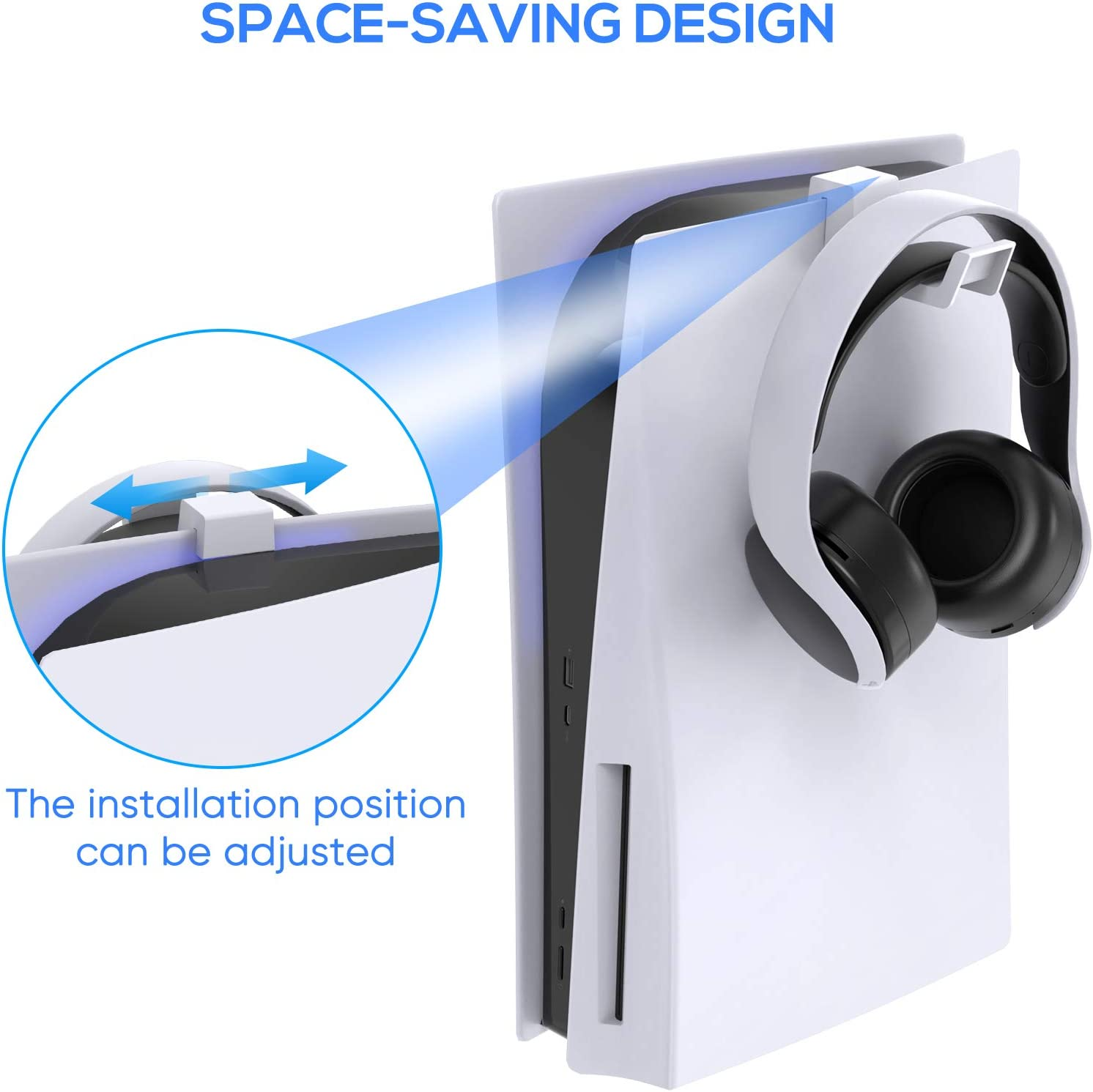 FYOUNG Headset Holder for Ps5/Slim/Pro, Hook Hanger for Headphone Stand, Compatible with Playstation 5 Consoles (White) image number 1