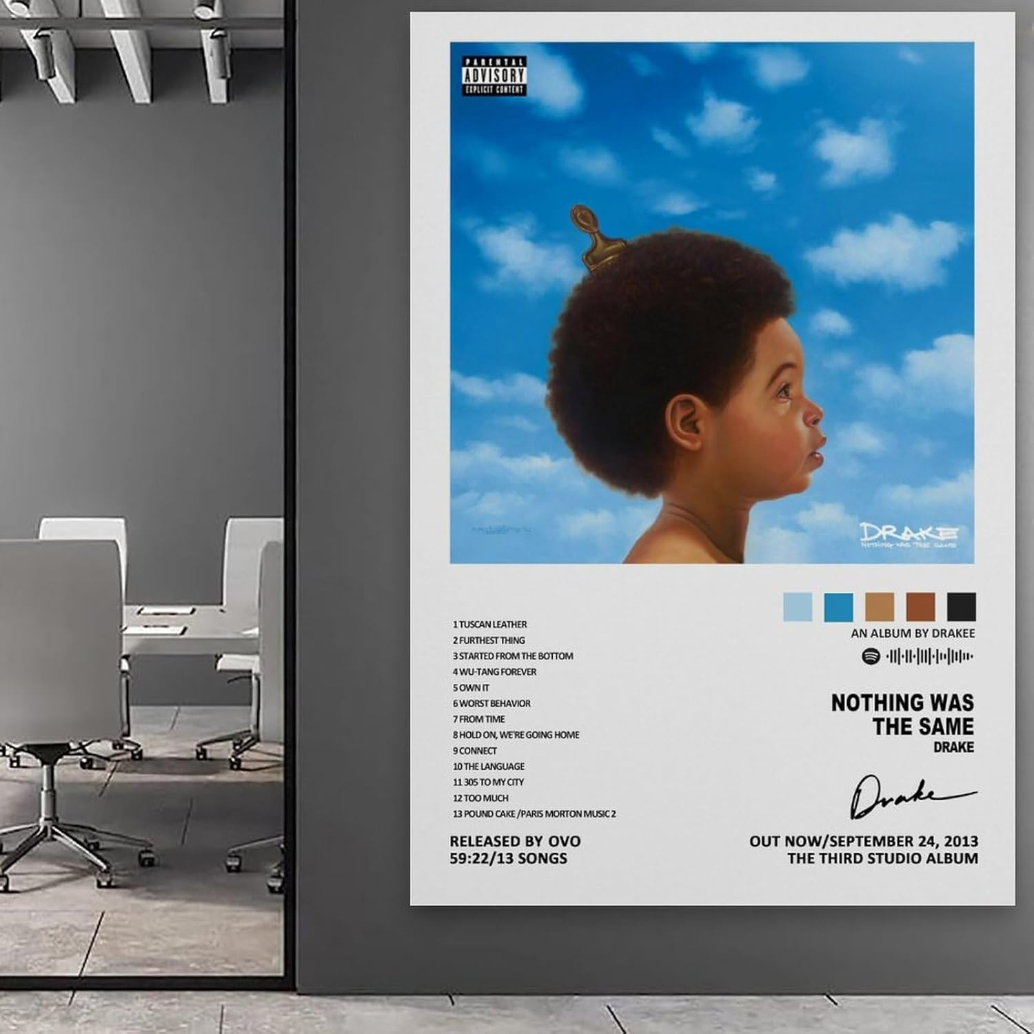Drake Nothing Was the Same Music Album Poster Poster Canvas Painting Wall Art Picture Home Decor Print for Bedroom Living Room Dorm Study Bar Office 12X18Inch(30X45Cm) image number 6