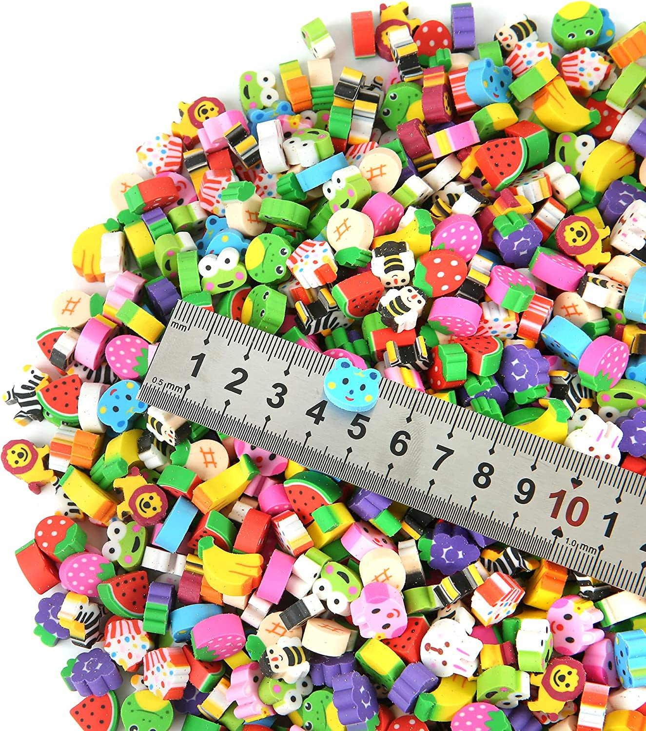 MGTECH 1000 Pieces Mini Animal Fruit Erasers for Kids Bulk, Small Cute Pencil Erasers Assortment for Home School Work Rewards, Party Favor and Gift Filling