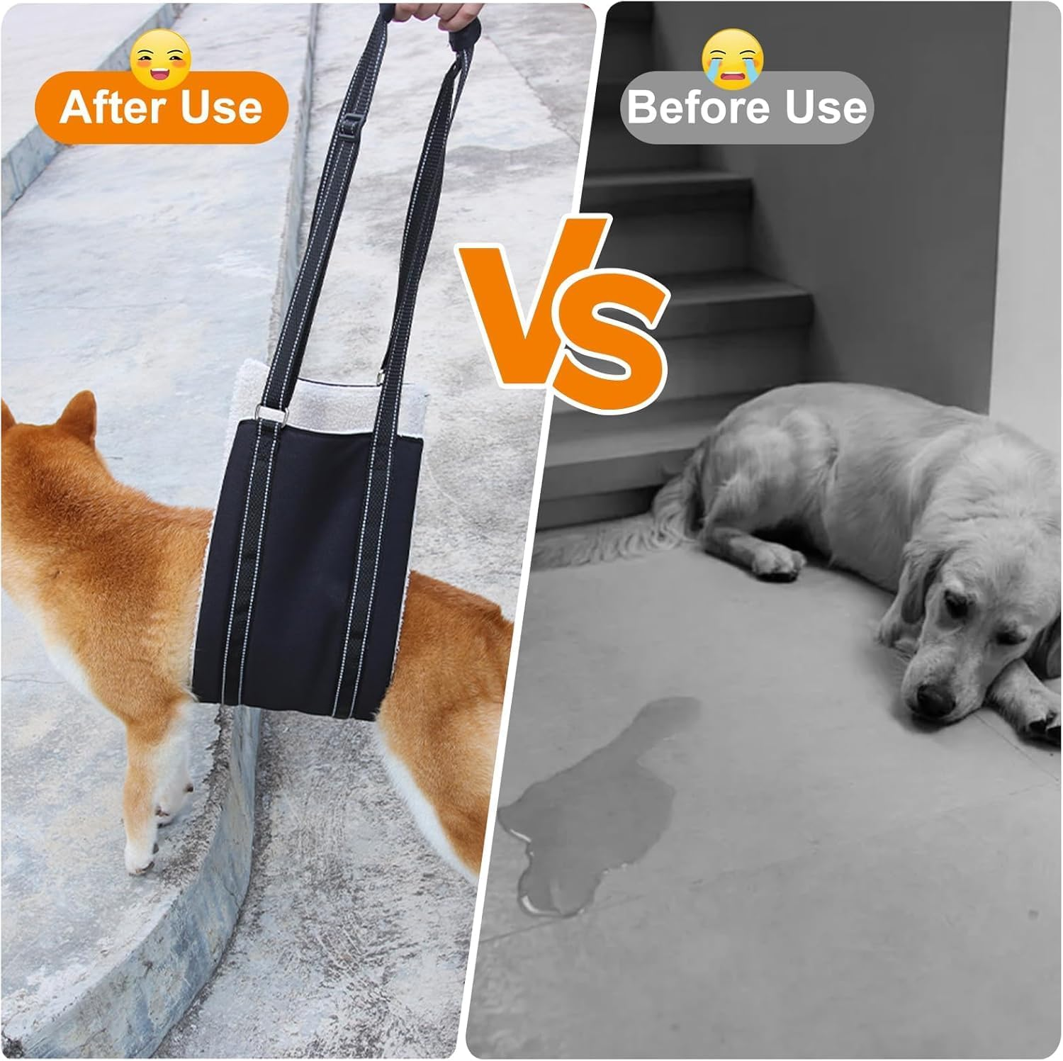 Dog Lift Support Harness Portable Sling for Support to Help Dogs Rear Rehabilitation and Disable Injured Elderly Pet - Helps Dog with Weak Front or Rear Legs Walk (Black, L) image number 2