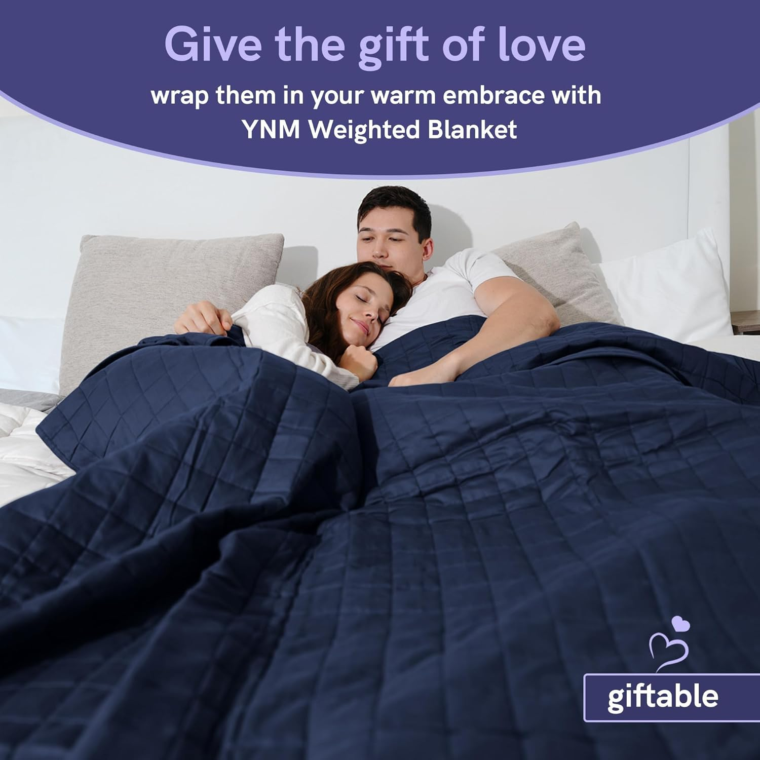 Ynm Exclusive Weighted Blanket, Fall Asleep Faster and Sleep Better, Smallest Compartments, 100% Soothing Cotton Material (152Cmx203Cm, 9Kg, Navy Blue), Ideal for Full/Queen Bed image number 6