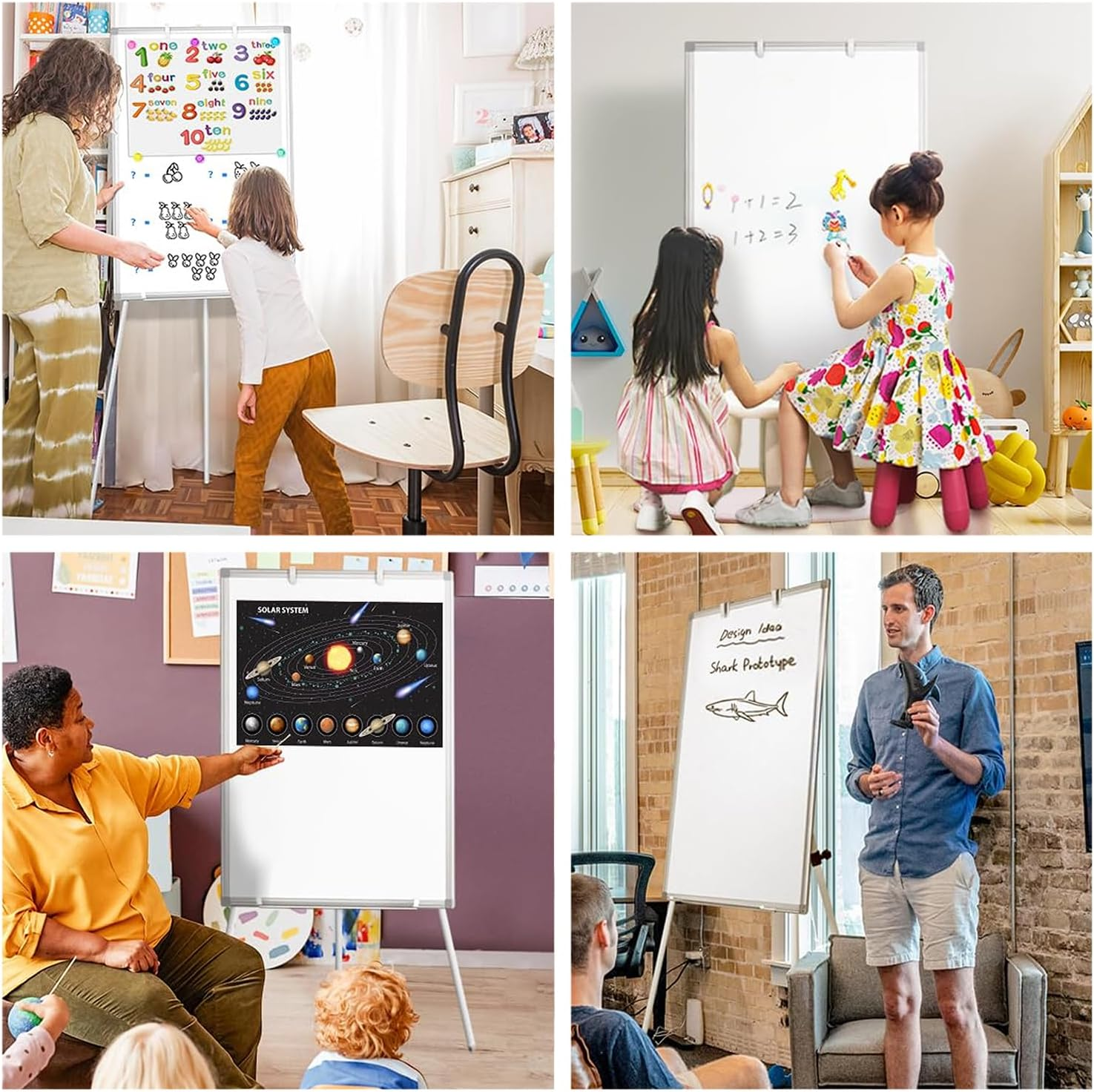 Easel Whiteboard Stand - Portable Easel Tripod - Magnetic Display Telescopic Flipchart Dry Erase with Adjustable Height for Office or Teaching at Home & Classroom (White) image number 3