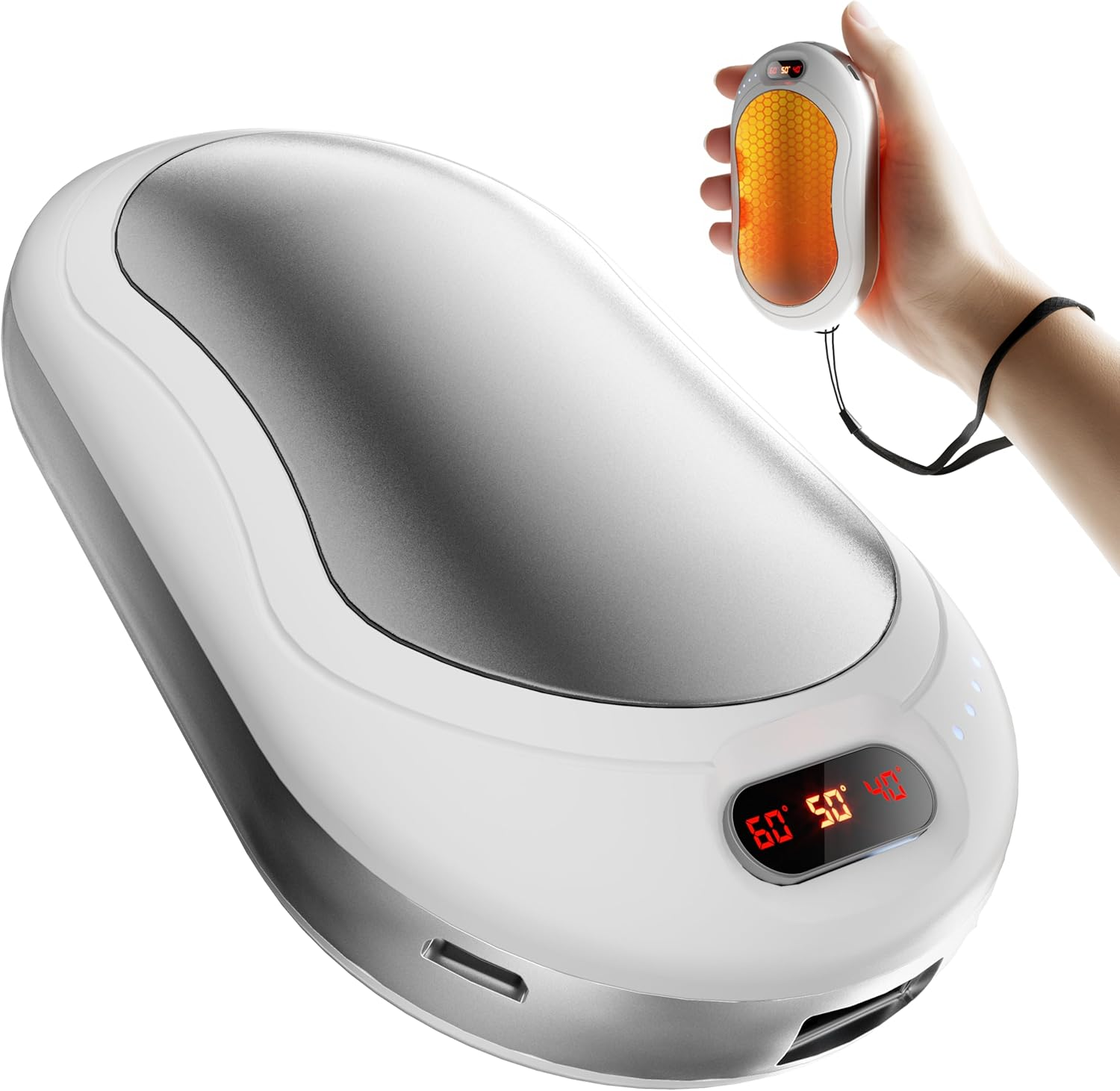 Hand Warmers Rechargeable - 10000Mah Double-Side Electric Hand Warmer, Fast Heating Reuseable Handwarmer, 3-Settings Pocket Heater, Travel Essentials, Gifts for Women Men, Outdoor, Camping image number 5