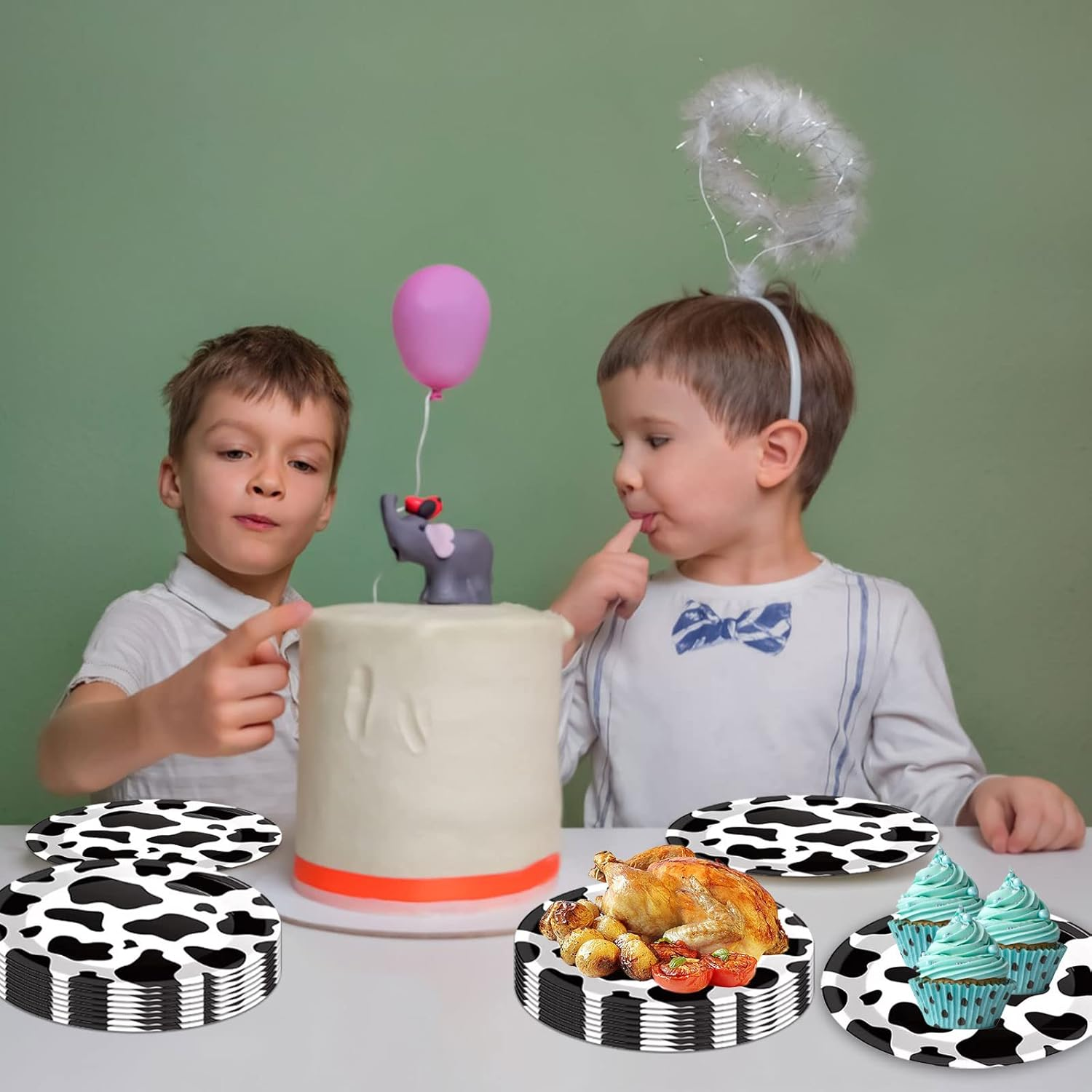 50PCS Cow Print Plates 9 Inch Cow Paper Plates Jungle Safari Party Supplies Animal Print Party Plates Cow Theme Birthday Party Plates Paper Food Trays Baby Shower Jungle Party Decorations image number 5