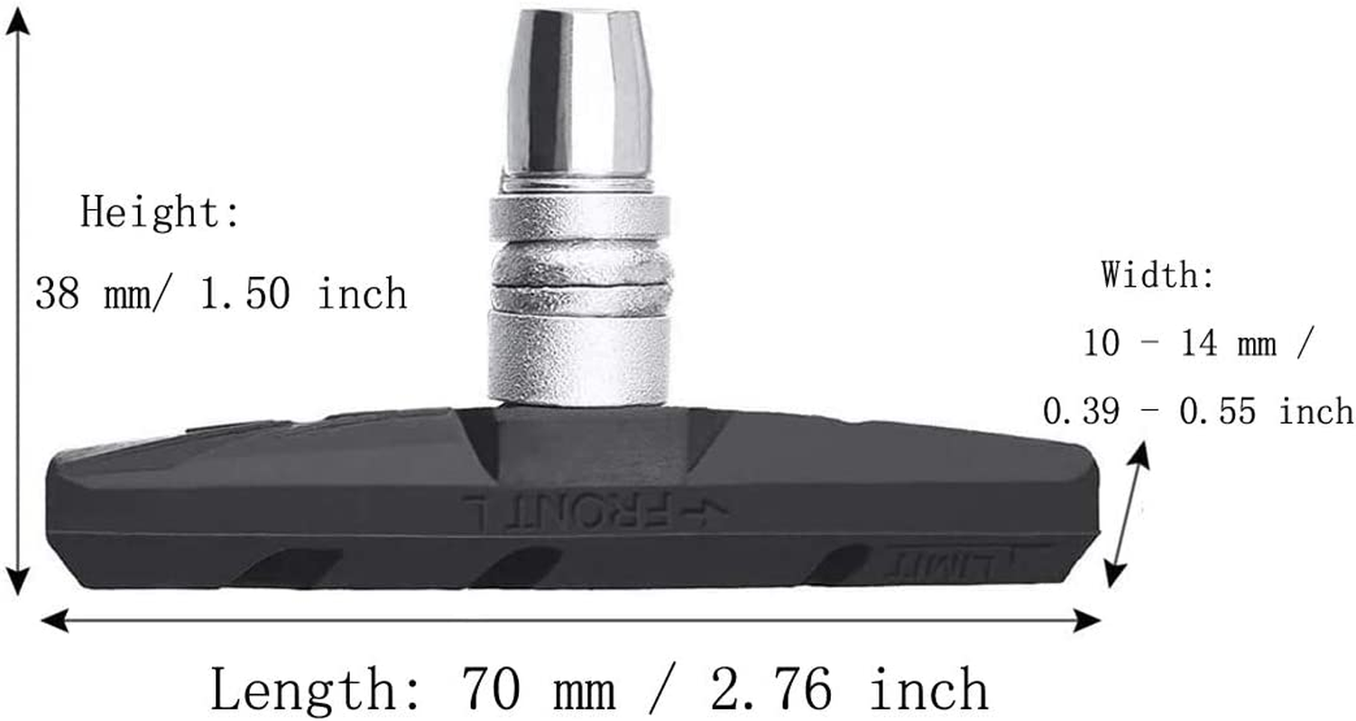 PLATTBK Bike Brake Pads 2 Pairs with Installation Tool No Noise Long 70Mm Rubber Durable V-Brake Pads for Mountain Bicycle image number 4