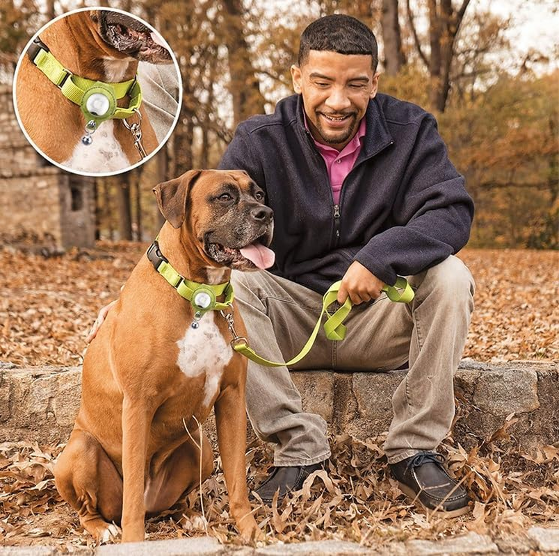 Soft Breathable Padded Leather Dog Collar with Airtag Holder, Heavy Duty Dog Collar with Metal Buckle for Medium Large Dogs (Orange, XL) image number 2