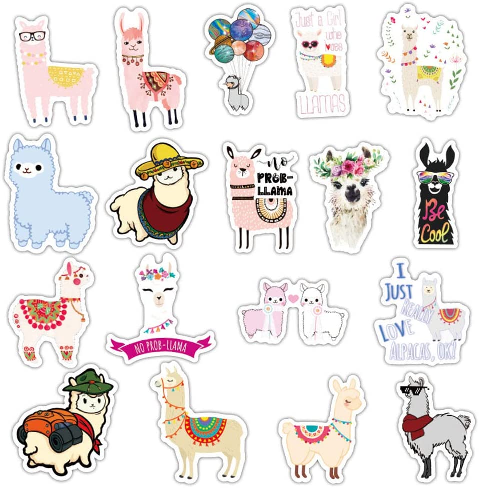 Lovely Alpaca Stickers 50 Pack for Kids Teens Vinyl Waterproof Stickers for Laptop Water Bottle, Llama Sticker, Unique Aesthetic Decal Stickers Graffiti, Cool Trendy for Laptop Guitar Camera Phone Luggage image number 3