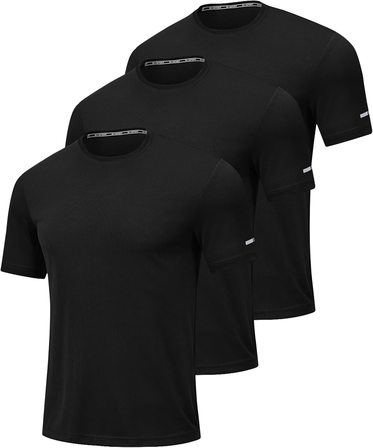 Mens Sport T Shirts Quick Dry Fitness Gym Workout Tshirts for Men 3 Pack Breathable Polyester Tennis Running Tops