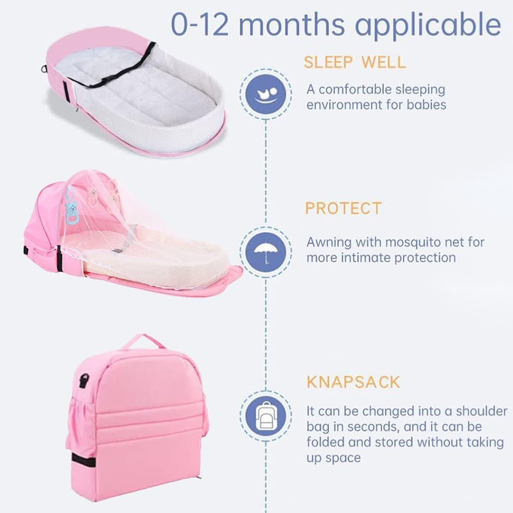 Multifunctional Diaper Storage Container,Travel Backpack,Outgoing Shoulder Bag,Lightweight Travel Pod,Easy to Carry,Detachable Design for Travel,Shopping,Camping (Pink) image number 1