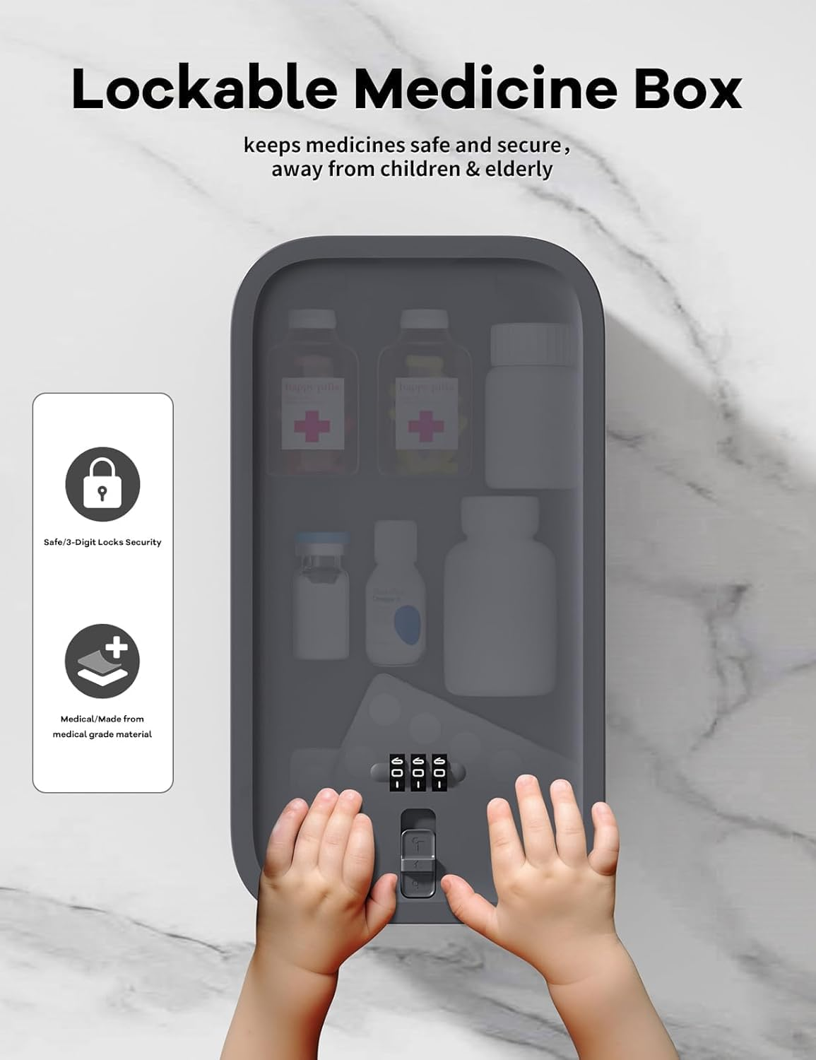 Phone Lock Box Medication Safe, Small 2L Medicine Lockable Storage with Code for First Aid Kits, Food Lock Box with Locking Lid for Home Fridge Freezer/Personal Items (Blue) image number 2