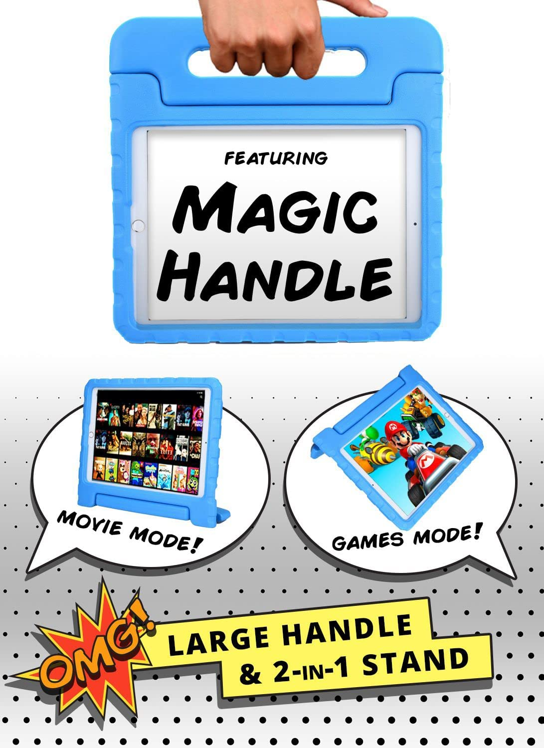 Official Cooper Dynamo Case for Ipad Air 1/ Ipad Air 2 Case for Kids, Ipad 6Th/ Ipad 5Th Generation Case for Kids, Ipad Pro 9.7 | Rugged Foam, Magic Handle, Stand, Pencil Holder, Eco-Mailer image number 1