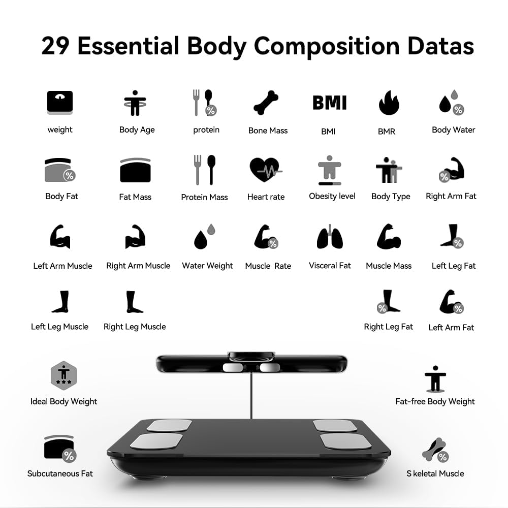 Fitdays Body Fat Scale | Advanced 8 Electrode Smart Scale for BMI / 20+ Body Metrics | Full-Color LED & High Precision | Bathroom Weight Scales for Fitness/Weight Loss | (FG2305ULB-BLACK-AU) image number 3