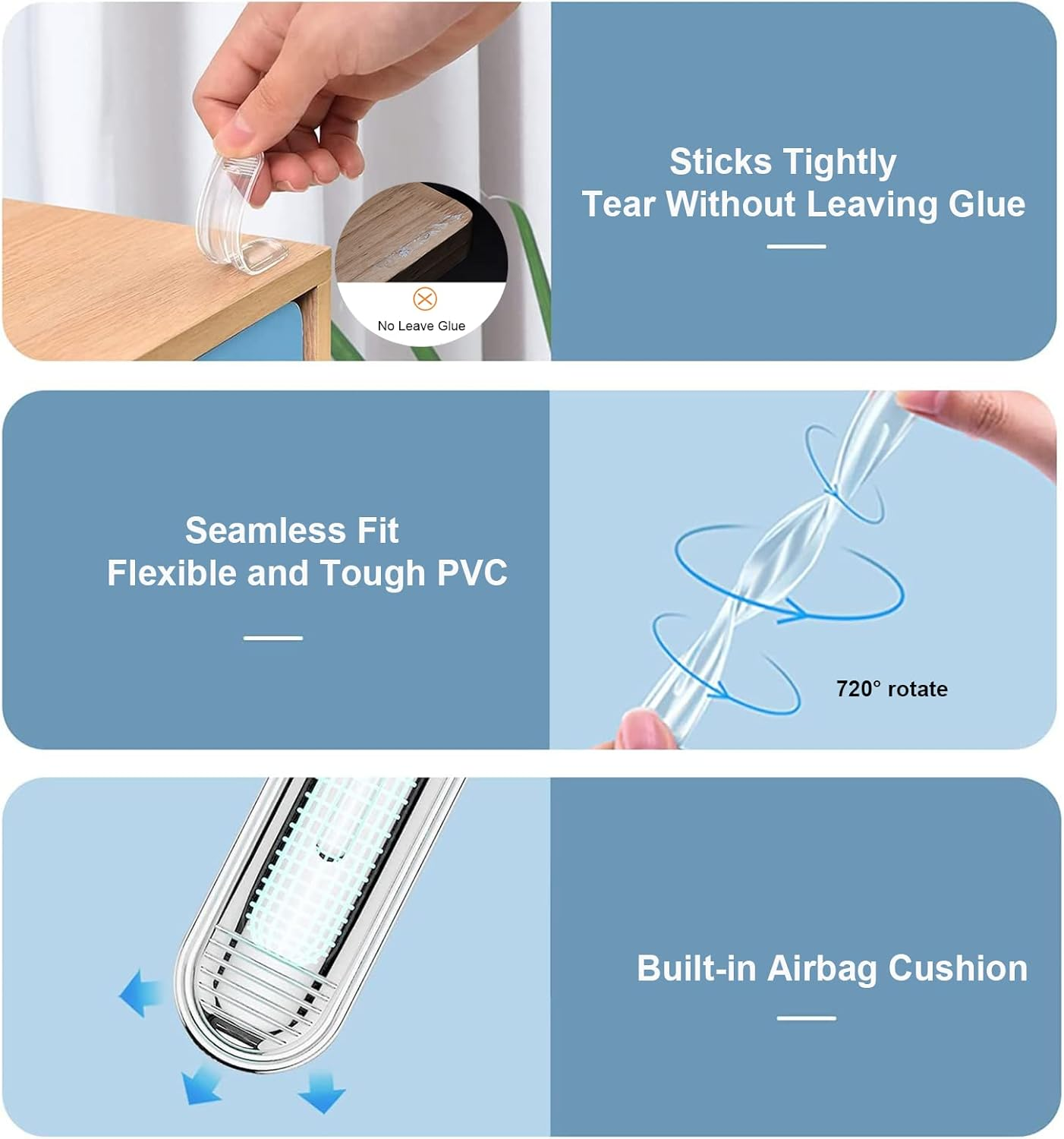 Clear Furniture Bumpers 18-Pack (18 Long) - Adhesive Backed Silicone Rubber Wall Protector Pads for Chair, Cabinet, Shower Door, Drawer, Toilet Lid, Car Door Guard image number 2