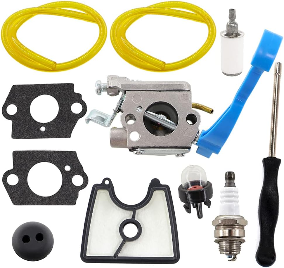 HURI 590460102 Carburettor Carby for Husqvarna 125B 125BX 125BVX Leaf Blower Trimmer for Zama C1Q-W37 Carb 545 08 18-11 545081811 545112101 with Air Filter Fuel Line Kit Carburetor image number 1
