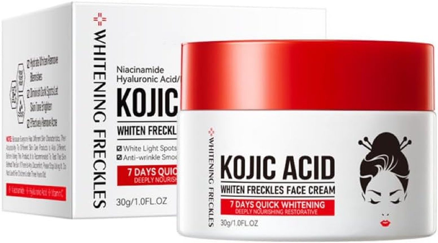 Kojic Acid Cream - 1.7 Fl Oz / 50 Ml - Skin Brightening Cream for Face, Body, Hands - with Glycolic Acid (Red) image number 4