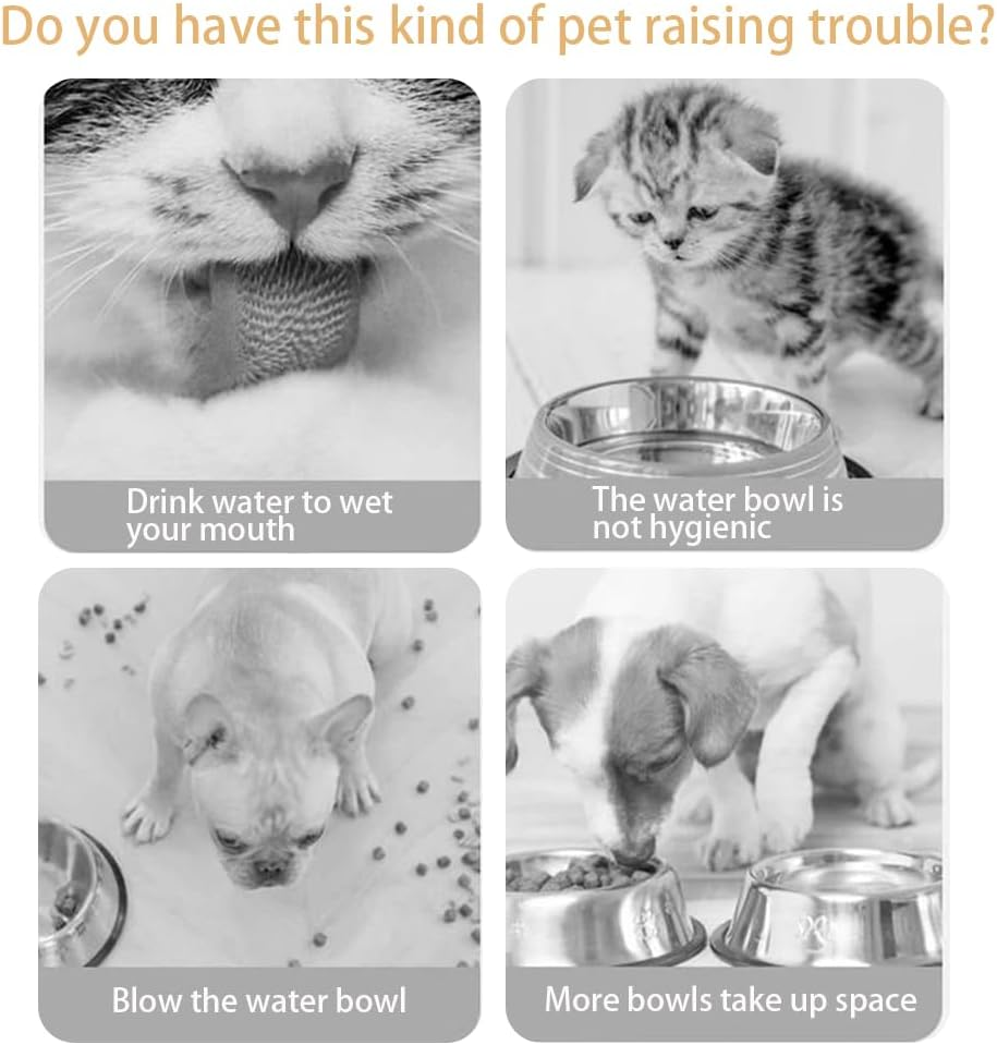 Dog Drinking Fountain with Stand, Pet Standing Drinking Fountain Bowl Removable, Double Bowl Adjustable Automatic Drinking Fountain, Pet Slow Drinking Bottle for Indoor Pet Water Feeding image number 1