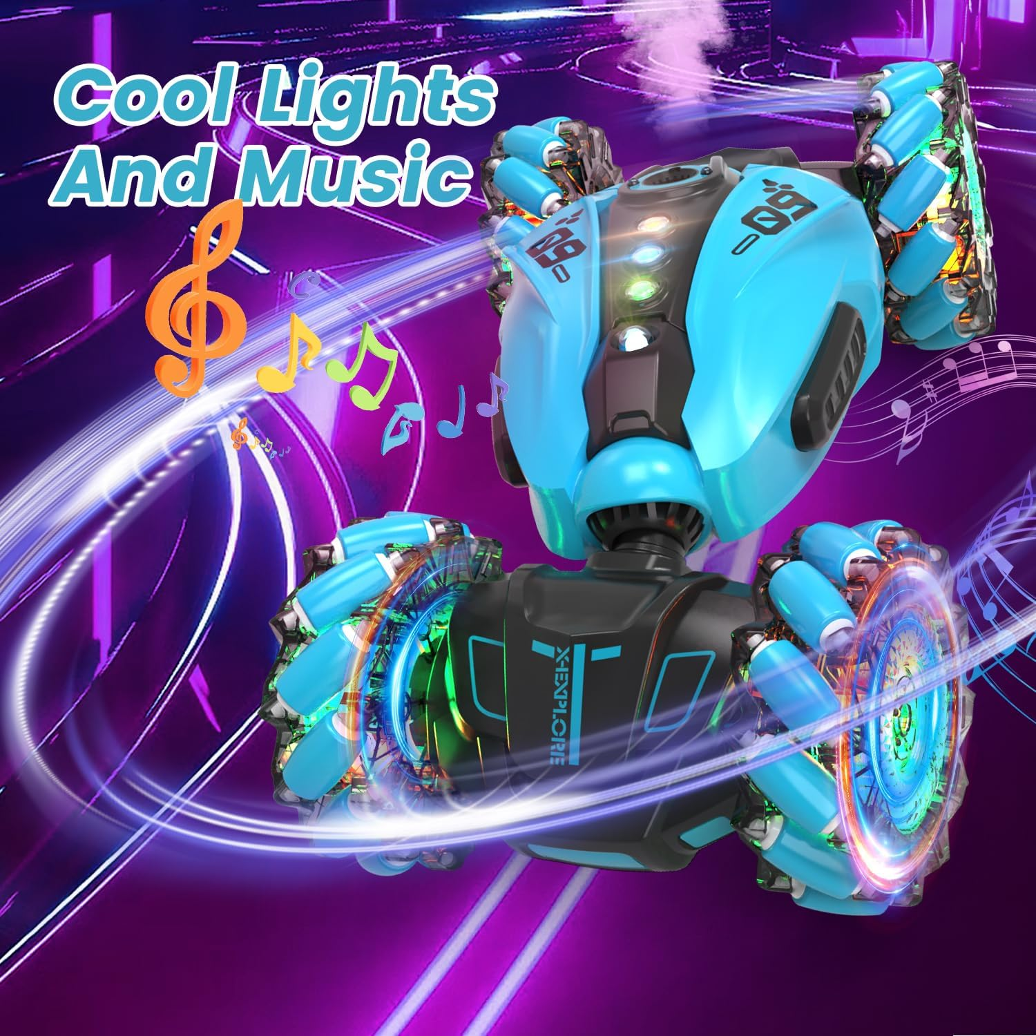 Eaglestone 1:12 RC Stunt Car, 2.4Ghz 4WD Remote Control Car with 360&deg; Flips & Rotations, Sensor Toy Cars with LED Lights, All-Terrain RC Car for Kids and Adults, Boys and Girls(Blue)