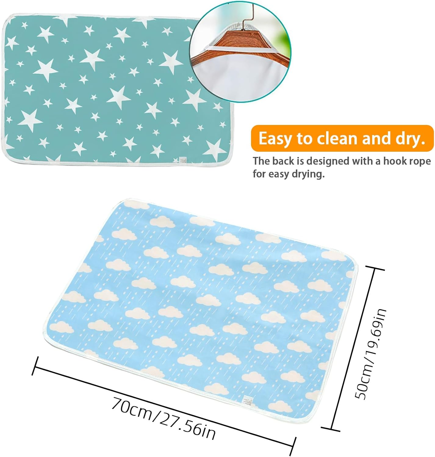 3 Pack Dipper Changing Pad, Maveek Portable Toddler Diaper Changing Pad Waterproof Baby Change Mats Premium Change Pad Liner Bed Pad Play Mat(Green&White&Blue) - Greygreen image number 5