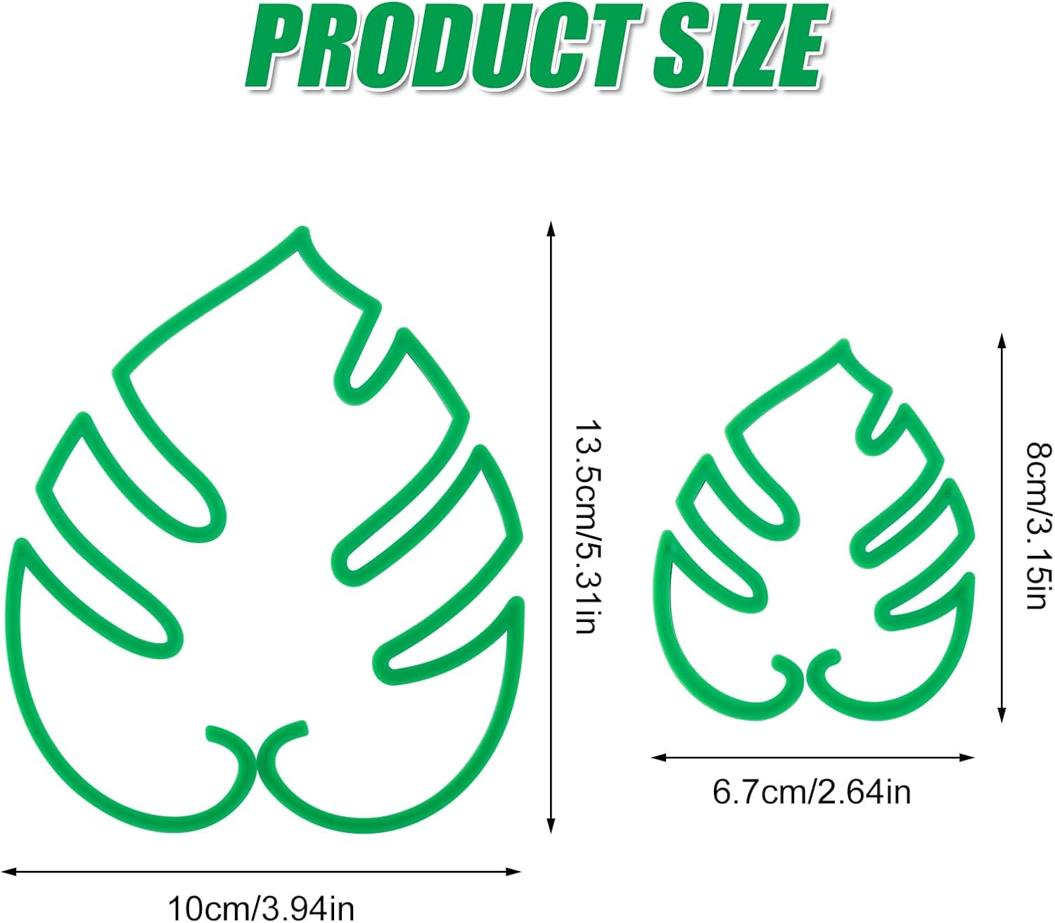 2Pcs Monstera Shaped Plant Stand, 2 Sizes Aesthetic Leaf Plant Support Climbing Houseplant Stem Supports Plant Stem Support Plant Growth Accessories for Keeping Plants Growing Vertical (Green) image number 2