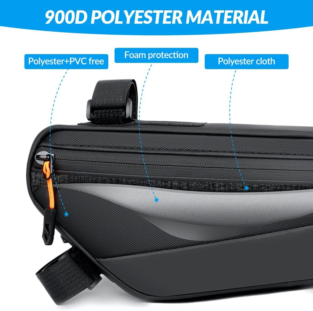 WOTOW Bike Frame Bag - Waterproof Bike Triangle Bag with Side Pocket - Reflective Bicycle under Tube Storage Pouch for Road Mountain Bike Cycling Travel image number 5