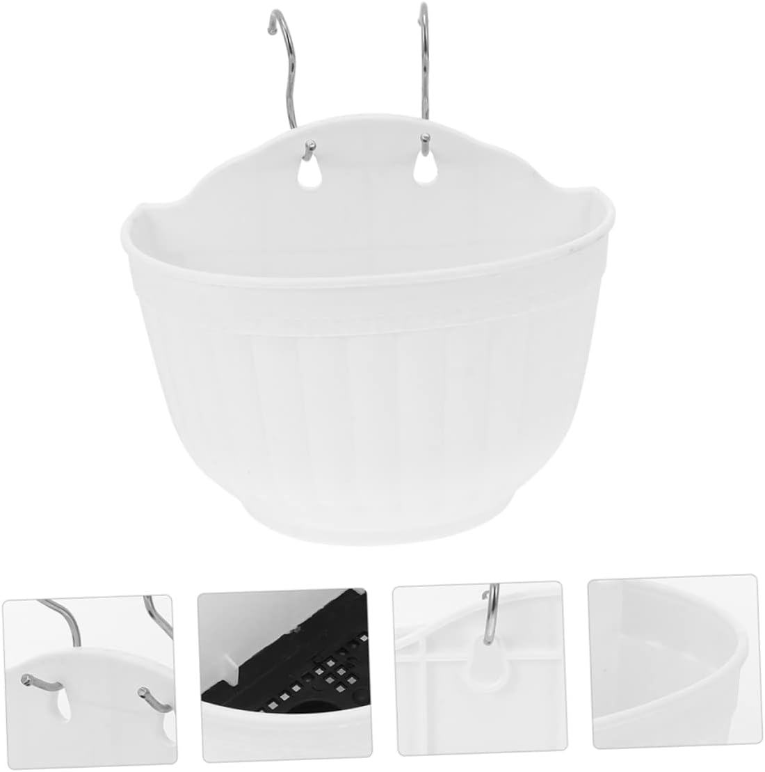 3Sets Wall Hanging Planters Outdoor Garden Pots Plastic Balcony Flower Pots Farmhouse Decor Easy to Use image number 4