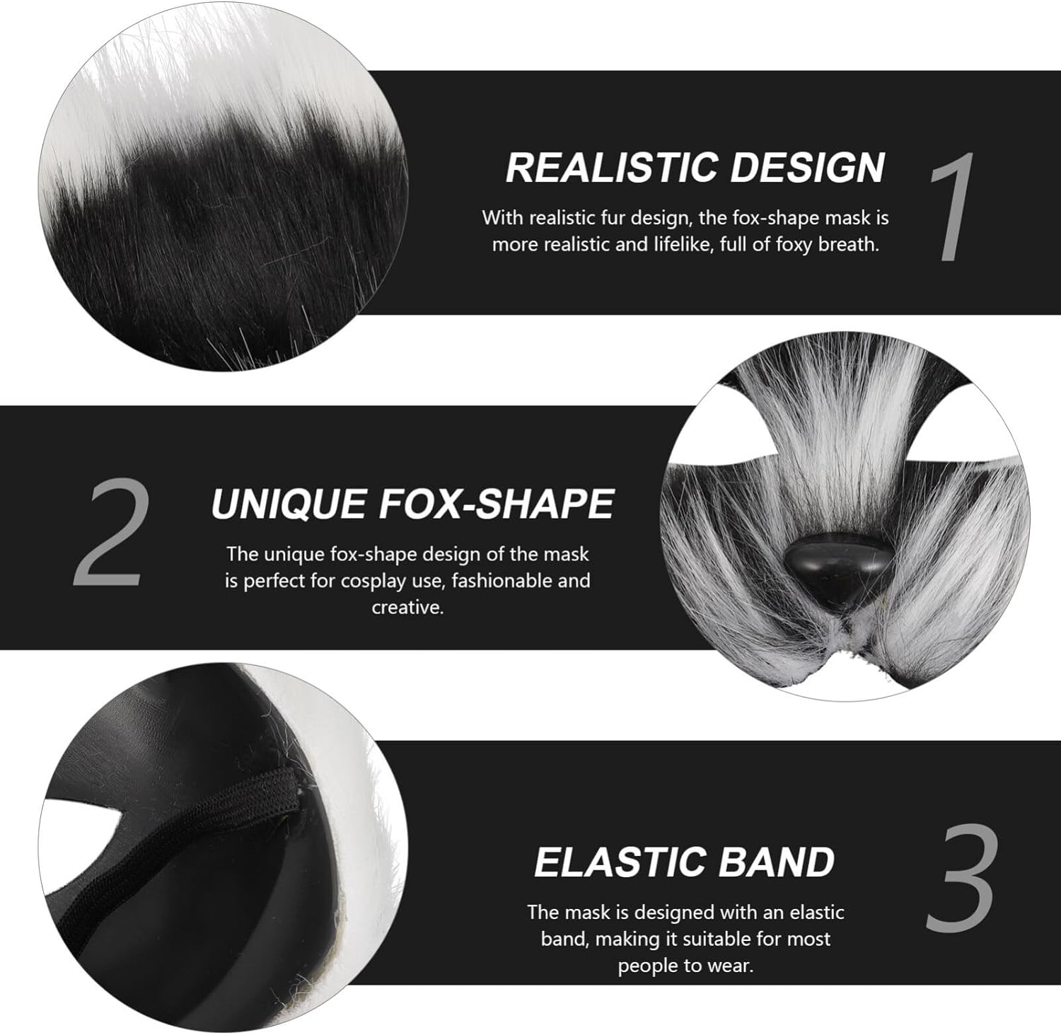 SAFIGLE 2025 Furry Fox Cat Mask Cat Mask Fox Mask Half Face Mask with Strap Realistic Stuff Animal Mask for Halloween Parties Festival Christmas image number 4