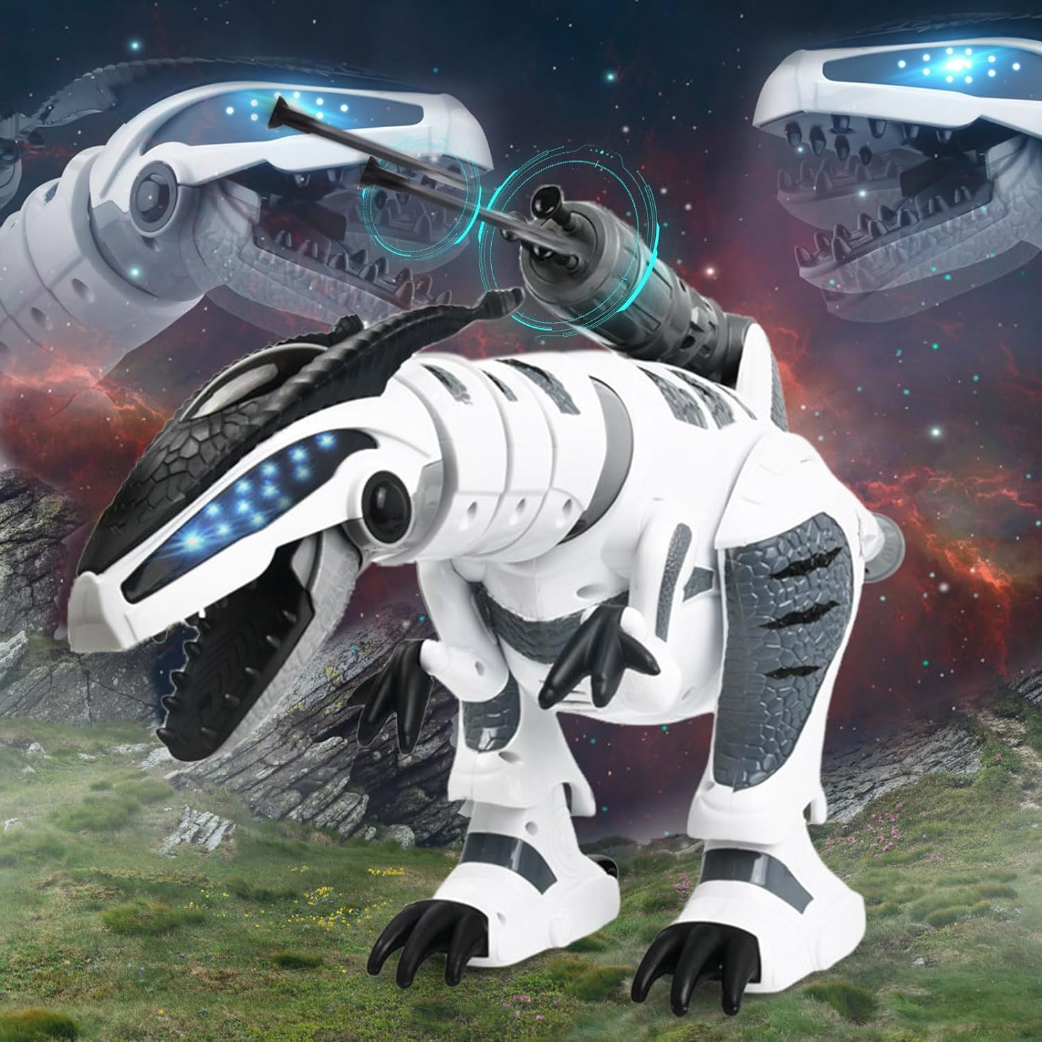 Spobot Remote Control Dinosaur Smart Wildlife RC Robot Electronic Pets, Interactive Intelligent Touching Robotic Walking Dancing Singing Dinosaur Toy with Shooting Mode for Kids image number 5