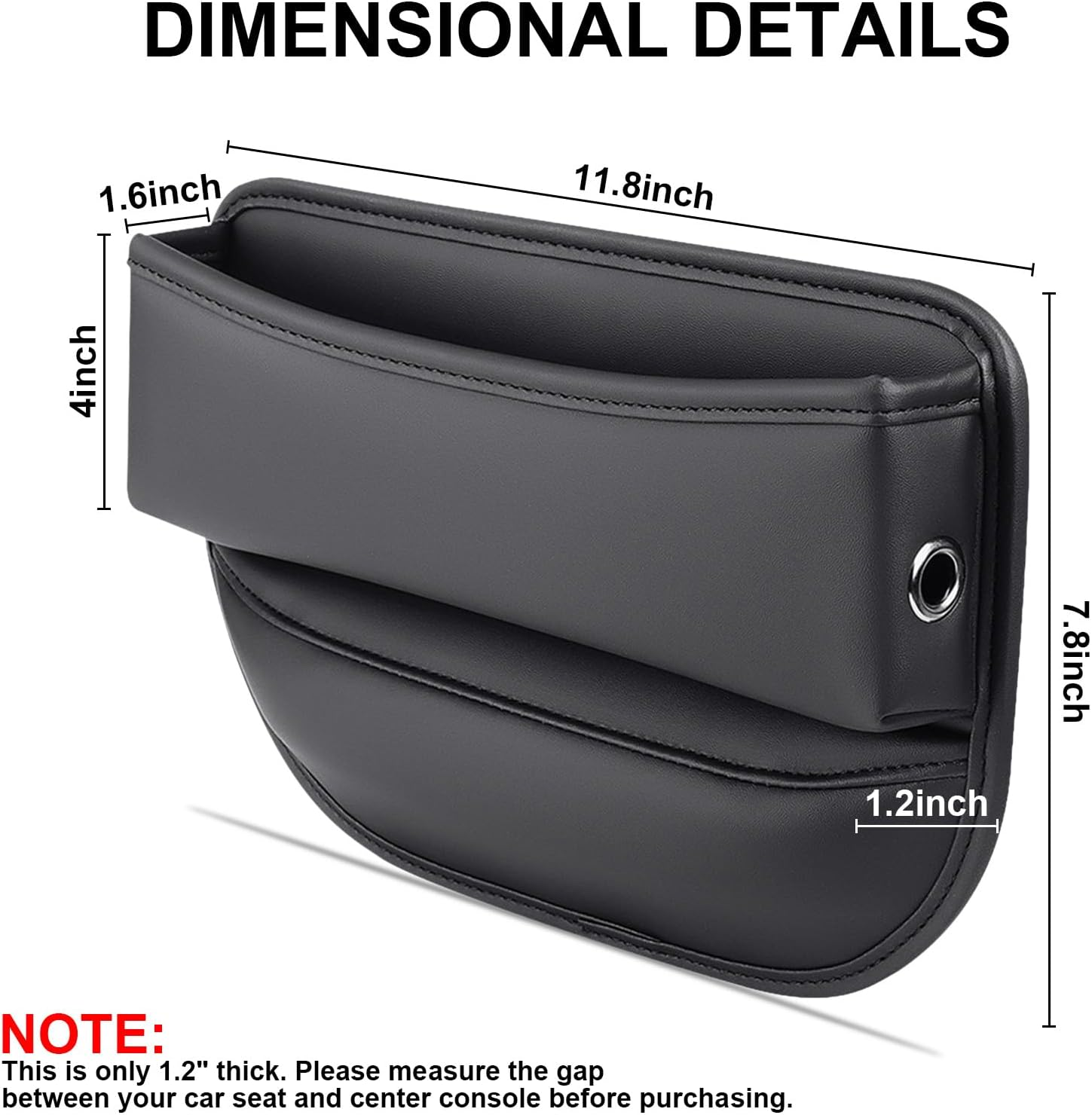 Elegananccy 2 Pack Car Seat Gap Filler Organizer, Adjustable Leather Car Seat Storage Box for Phones, Glasses, Keys, Cards (Black) image number 6