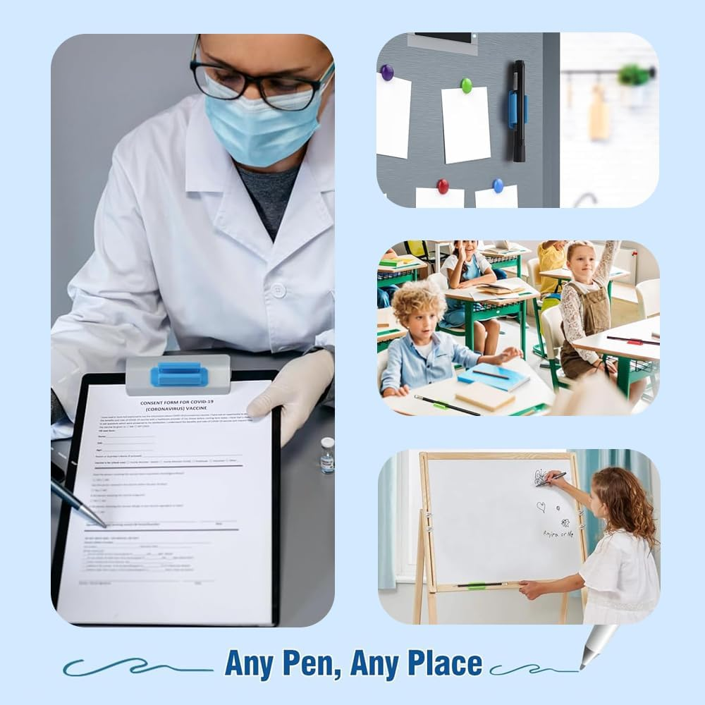 10Pcs Adhesive Silicone Pen Holder Clips with 10Pcs Adhesive Stickers, Adhesive Silicone Pen Holder, Adhesive Silicone Pen Holder Set Marker Holder, Silicone Adhesive Pencil Holder, Black image number 6