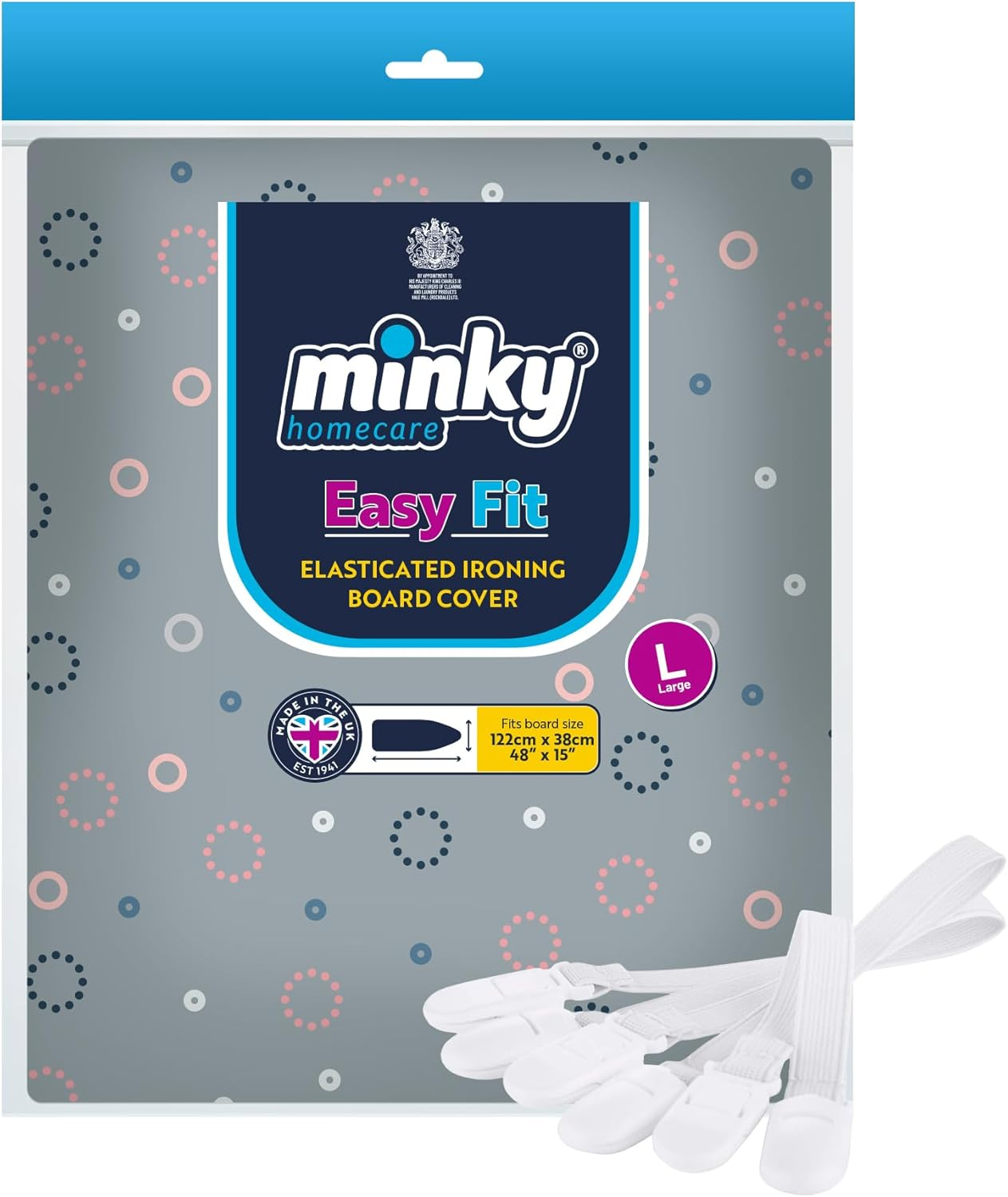 Minky Easy Fit 122 X 38 Ironing Board Cover + Ironing Board Clips Bundle image number 1