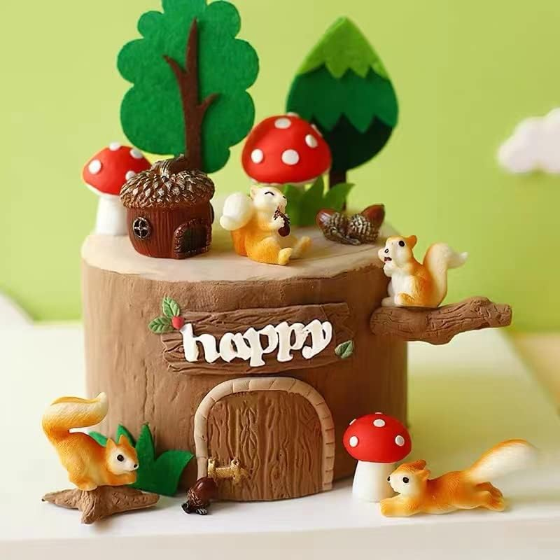 15 PCS Woodland Animal Cake Decoration Squirrel Cake Topper Woodland Animal Party Supplies image number 3