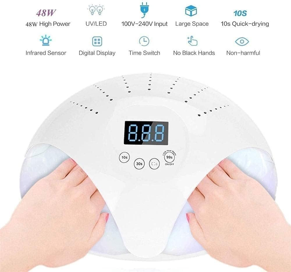 LED Nail Lamp,Nail Dryer, UV Nail Lamp with 4 Timers Settings for Two Hands, Automatic Sensor for Portable Handle Gel Nail UV Light(Pink) - White image number 5