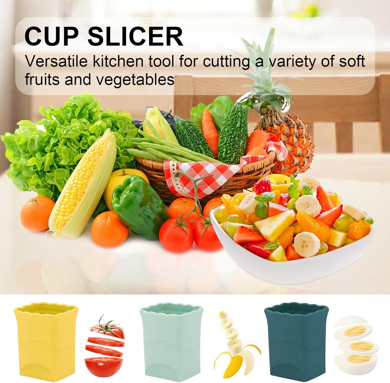 4 PCS Cup Slicer, Stainless Steel Egg Stainless, Strawberry Slicer, Mini Fruit Slicer Cup, Quickly Making Fruit Vegetable Salad, Creative Convenient Kitchen Gadget image number 5