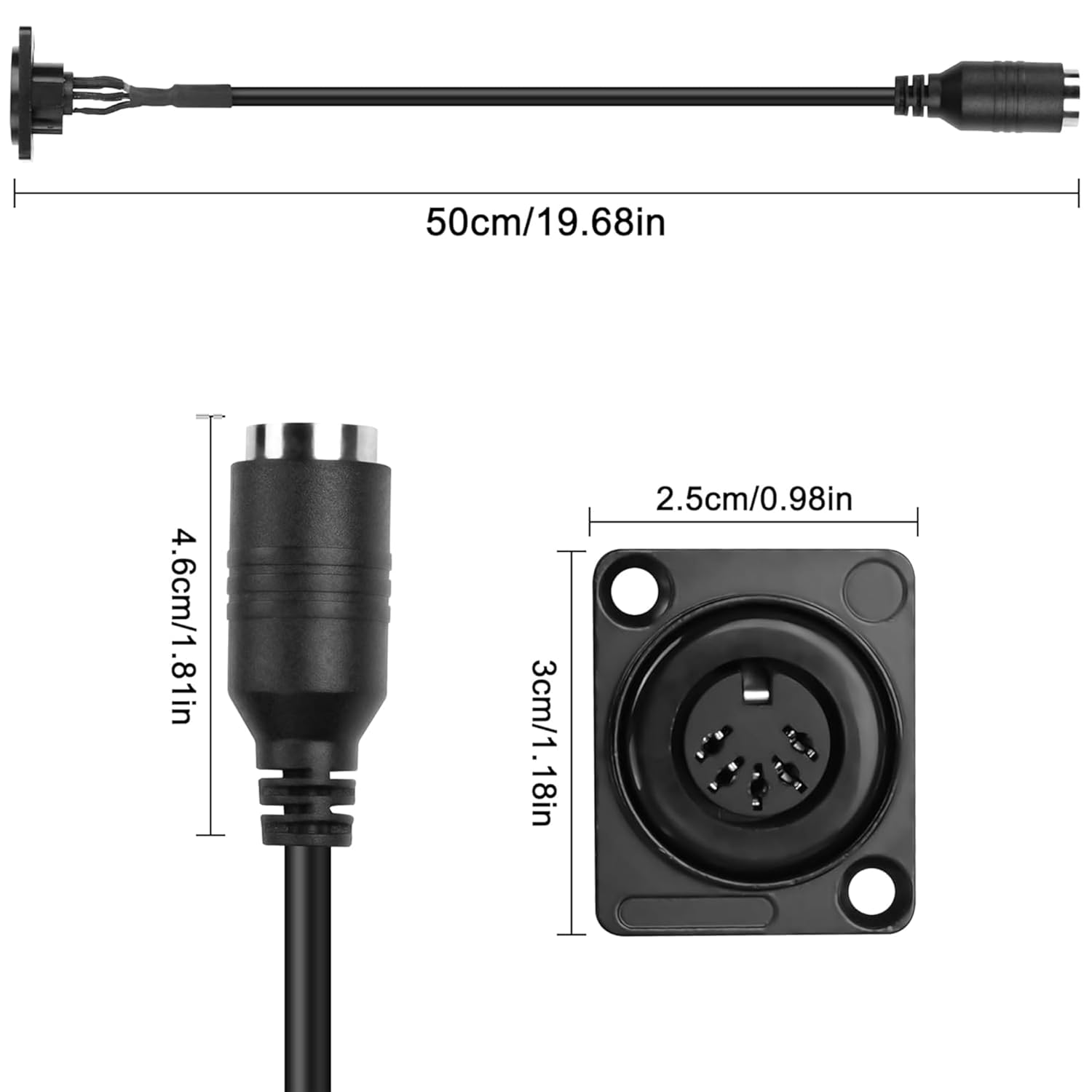 D-Type DIN 5 PIN MIDI Cable Female to Female Extension Cord Panel Mount 5 PIN Female Audio Adapter Cable,Digital Conference Room Audio for Keyboard Synth,Midi Guitar and Other Music Gear image number 3