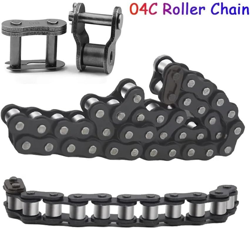 04C Roller Chain Pitch 6.35Mm Carbon Steel Drive Chain Joints Industrial Transmission Single Row Chain 0.5/1/1.5/5/10Meters(Full Chain Link)